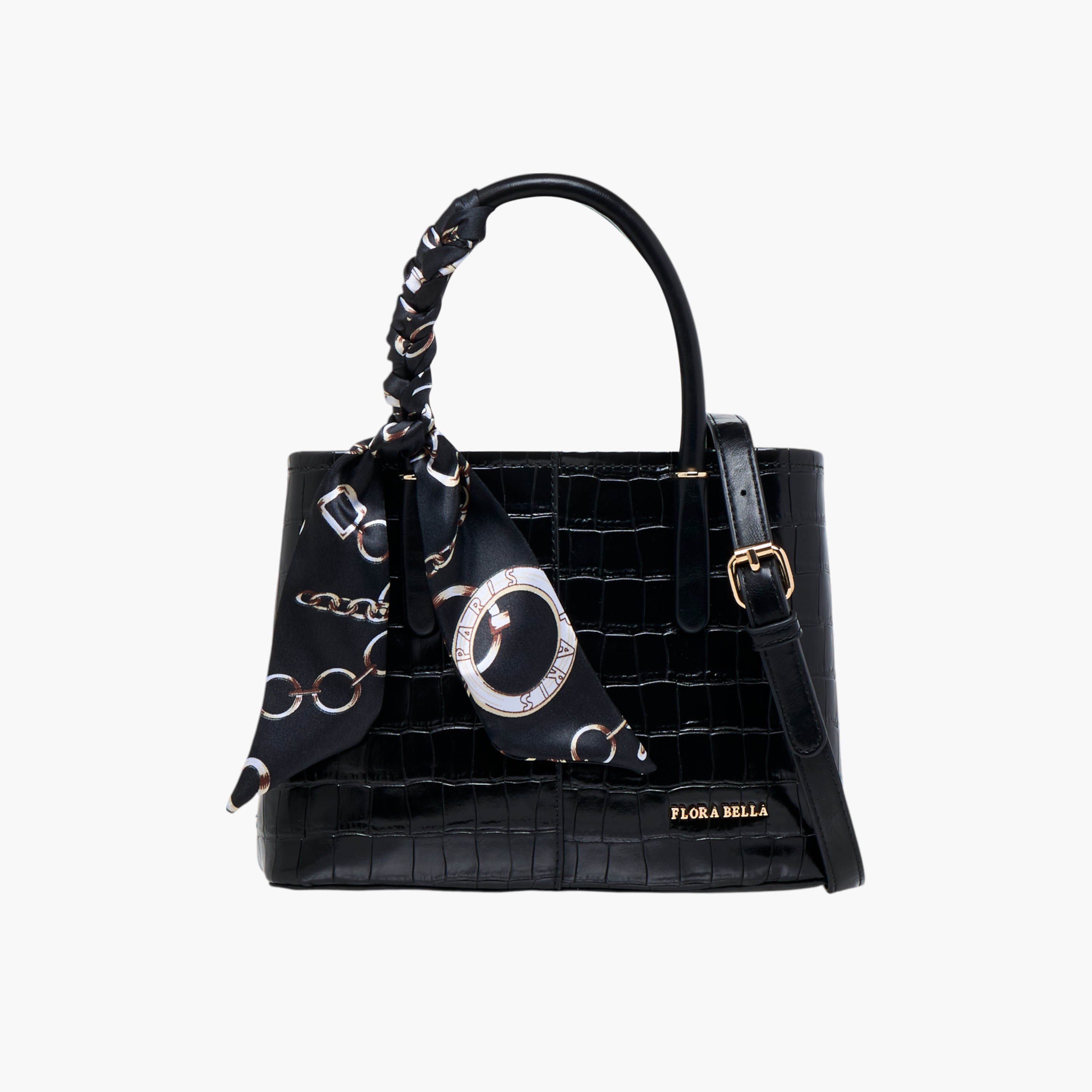 شنطة توت بحزام قابل للفصل وزر إغلاق وتزيينات وشاح من فلورا بيلا-women-bagsandwallets-handbags-image-1