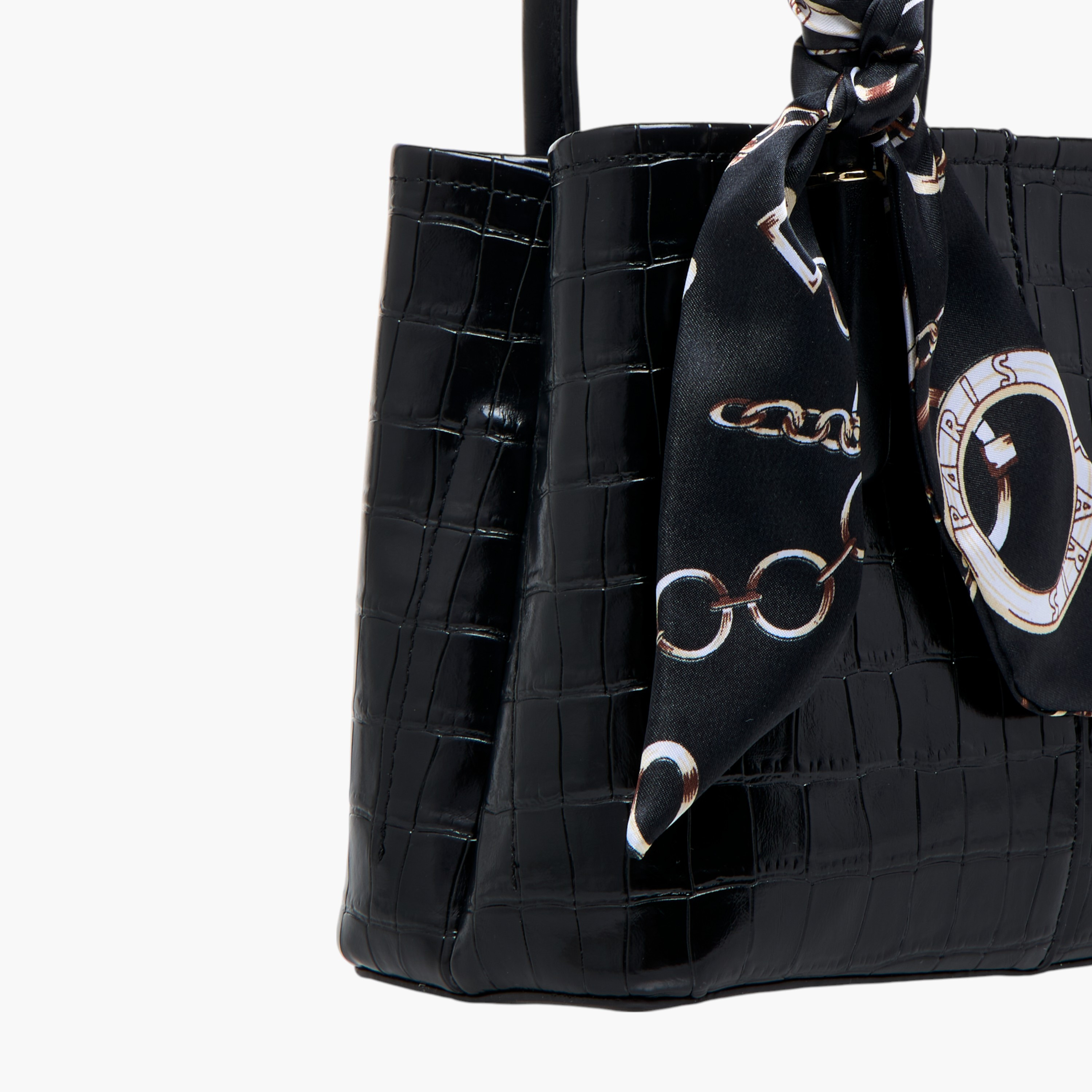 شنطة توت بحزام قابل للفصل وزر إغلاق وتزيينات وشاح من فلورا بيلا-women-bagsandwallets-handbags-image-6