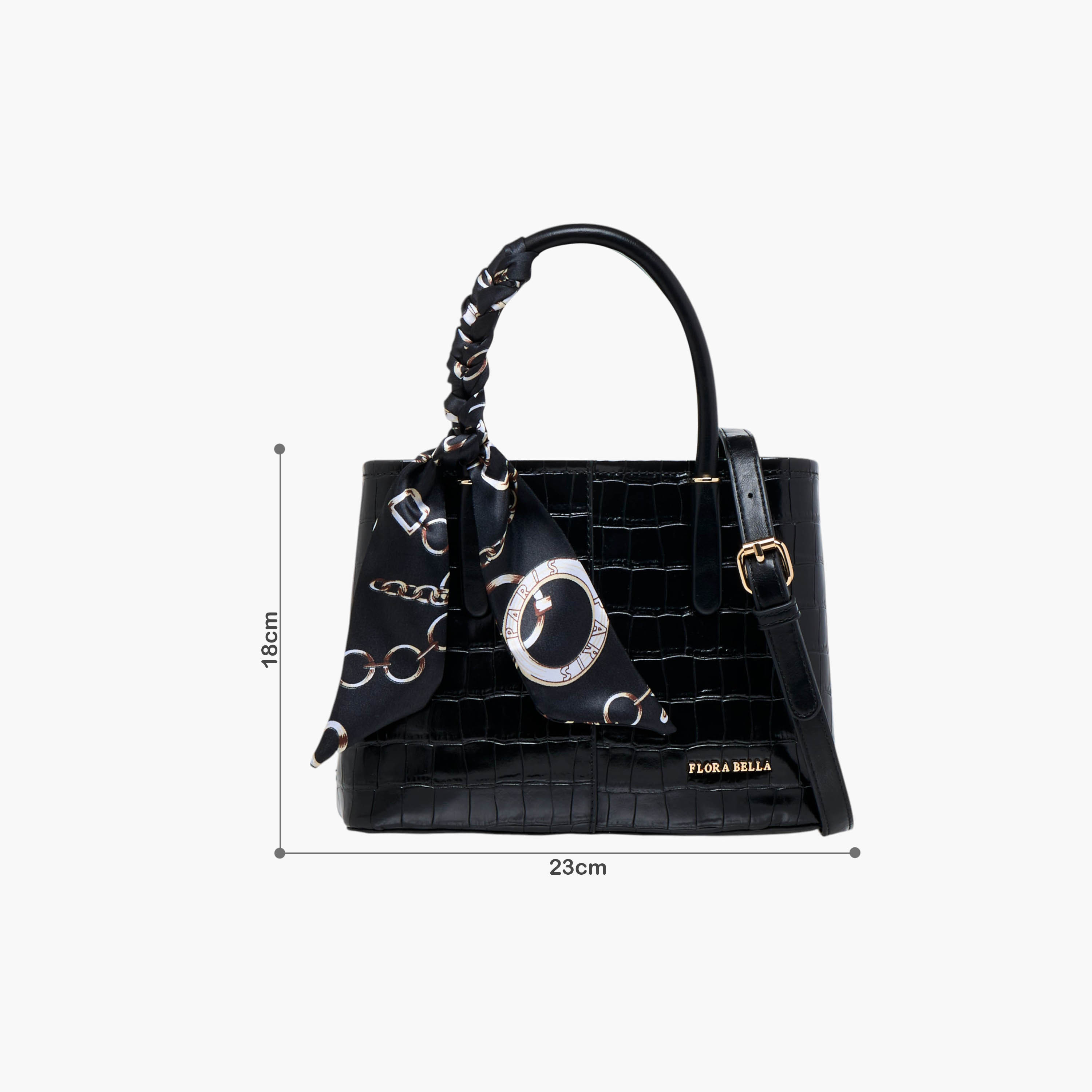 شنطة توت بحزام قابل للفصل وزر إغلاق وتزيينات وشاح من فلورا بيلا-women-bagsandwallets-handbags-image-2