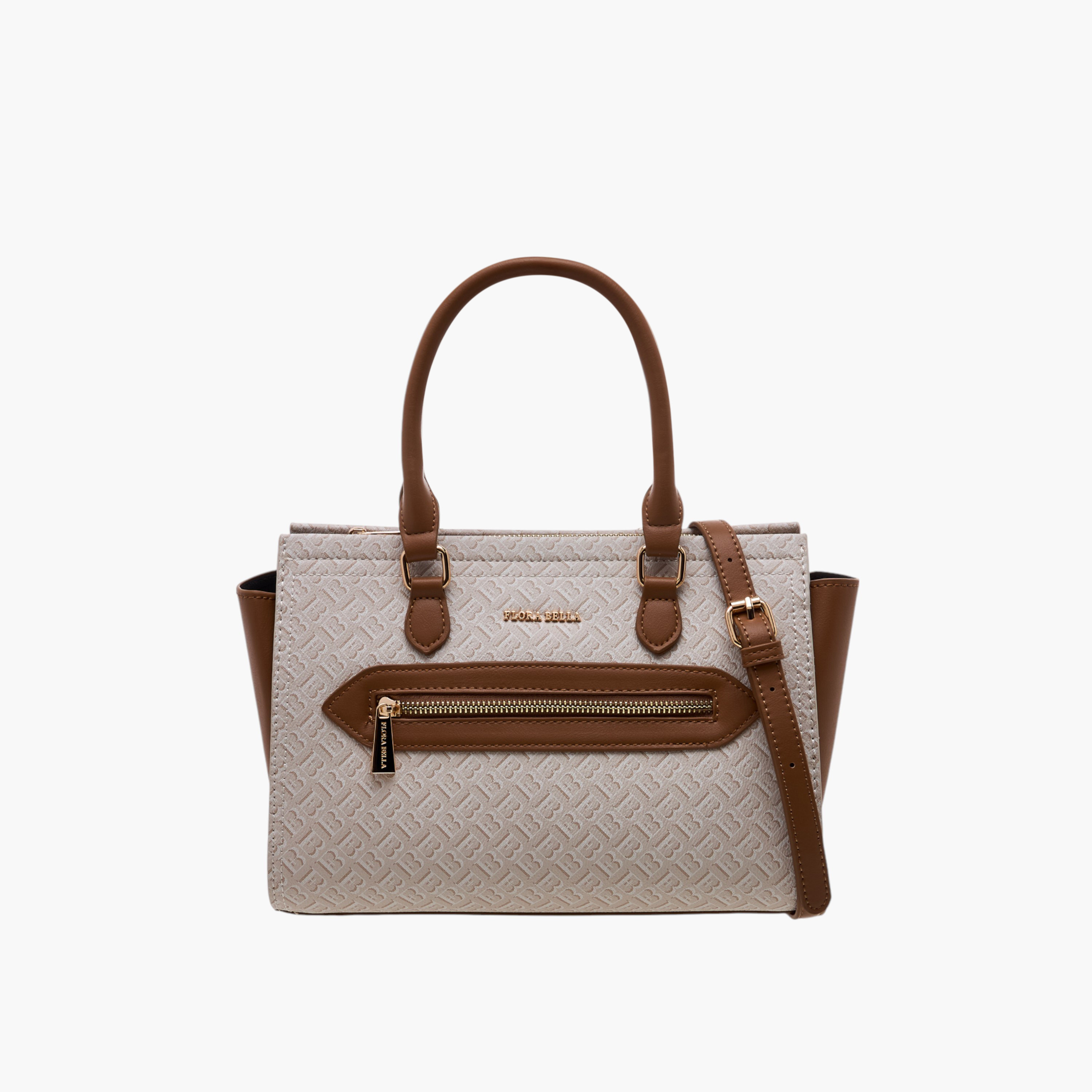 شنطة توتي بطبعات مونوجرام ومقبض مزدوج وسحاب إغلاق من فلورا بيلا-women-bagsandwallets-handbags-image-1