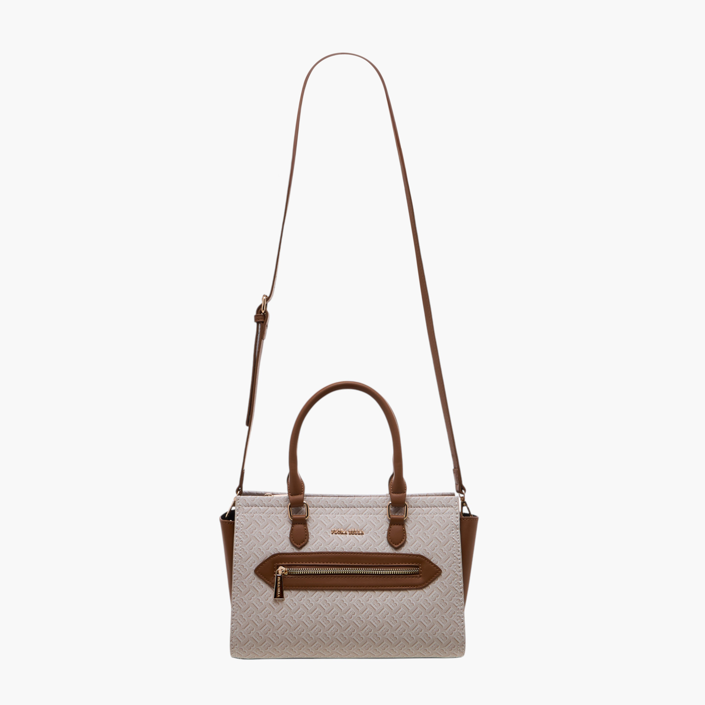 شنطة توتي بطبعات مونوجرام ومقبض مزدوج وسحاب إغلاق من فلورا بيلا-women-bagsandwallets-handbags-image-2
