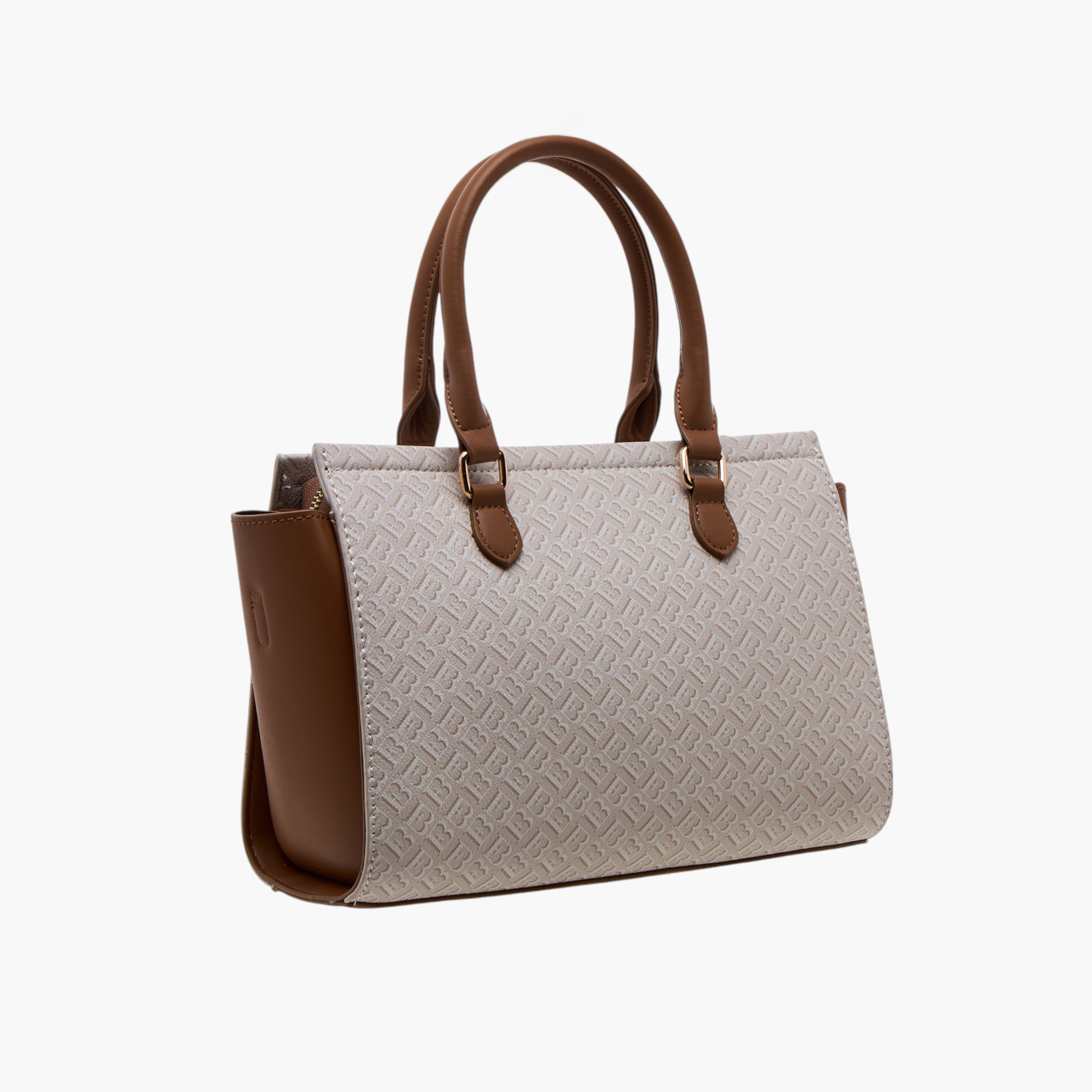 شنطة توتي بطبعات مونوجرام ومقبض مزدوج وسحاب إغلاق من فلورا بيلا-women-bagsandwallets-handbags-image-3