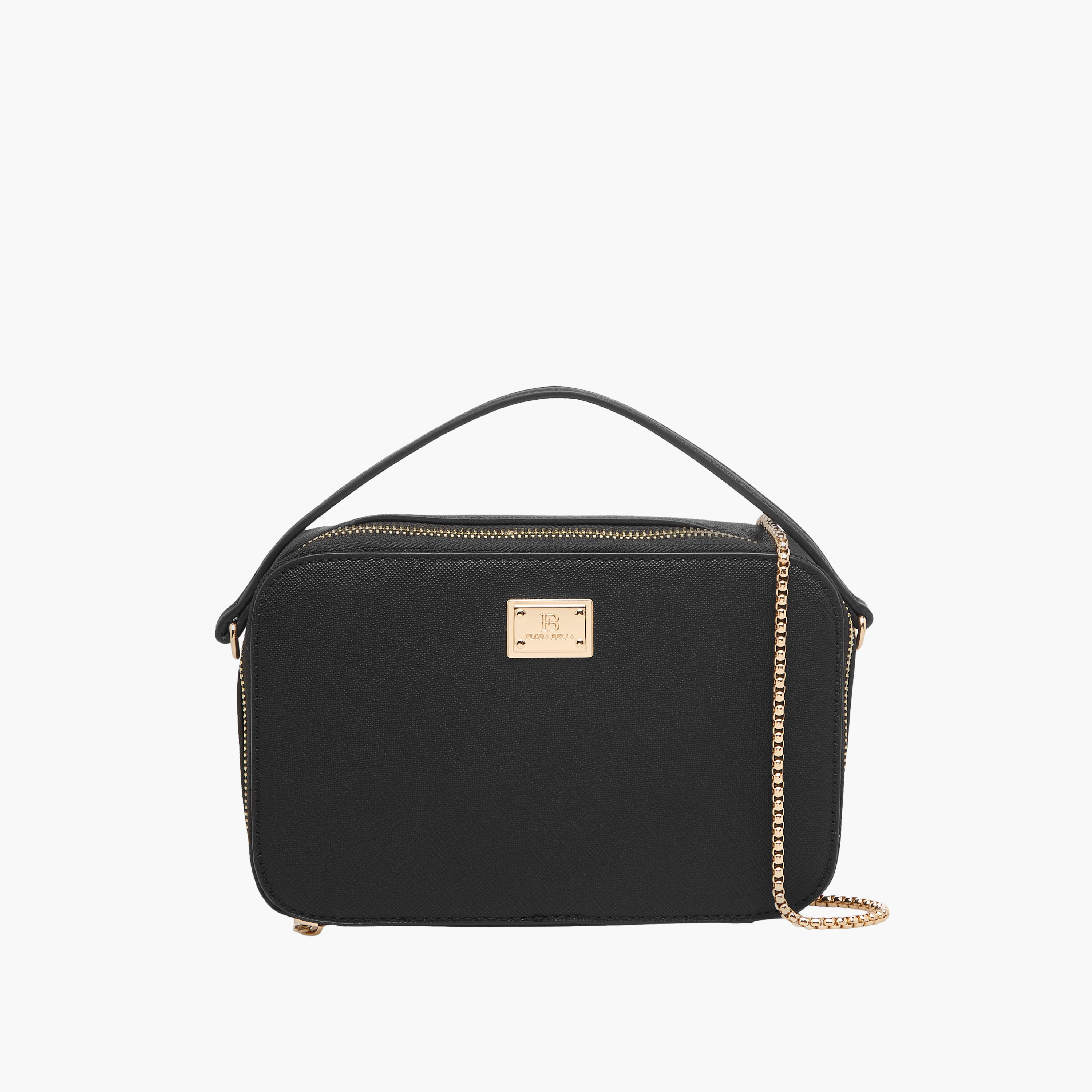 Flora Bella Textured Crossbody Bag with Chain Strap and Zip Closure-women-bagsandwallets-handbags-image-1