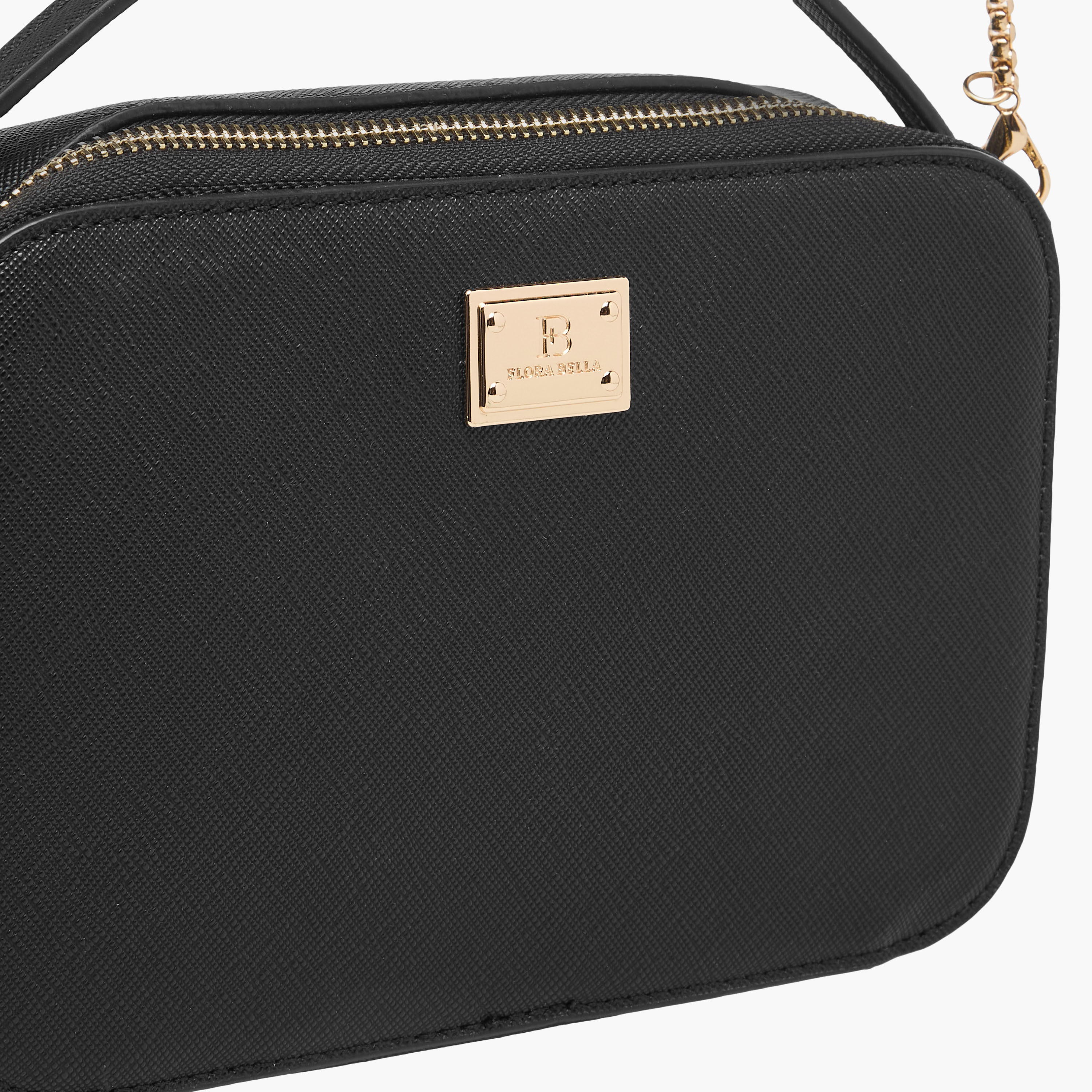 Flora Bella Textured Crossbody Bag with Chain Strap and Zip Closure-women-bagsandwallets-handbags-image-4