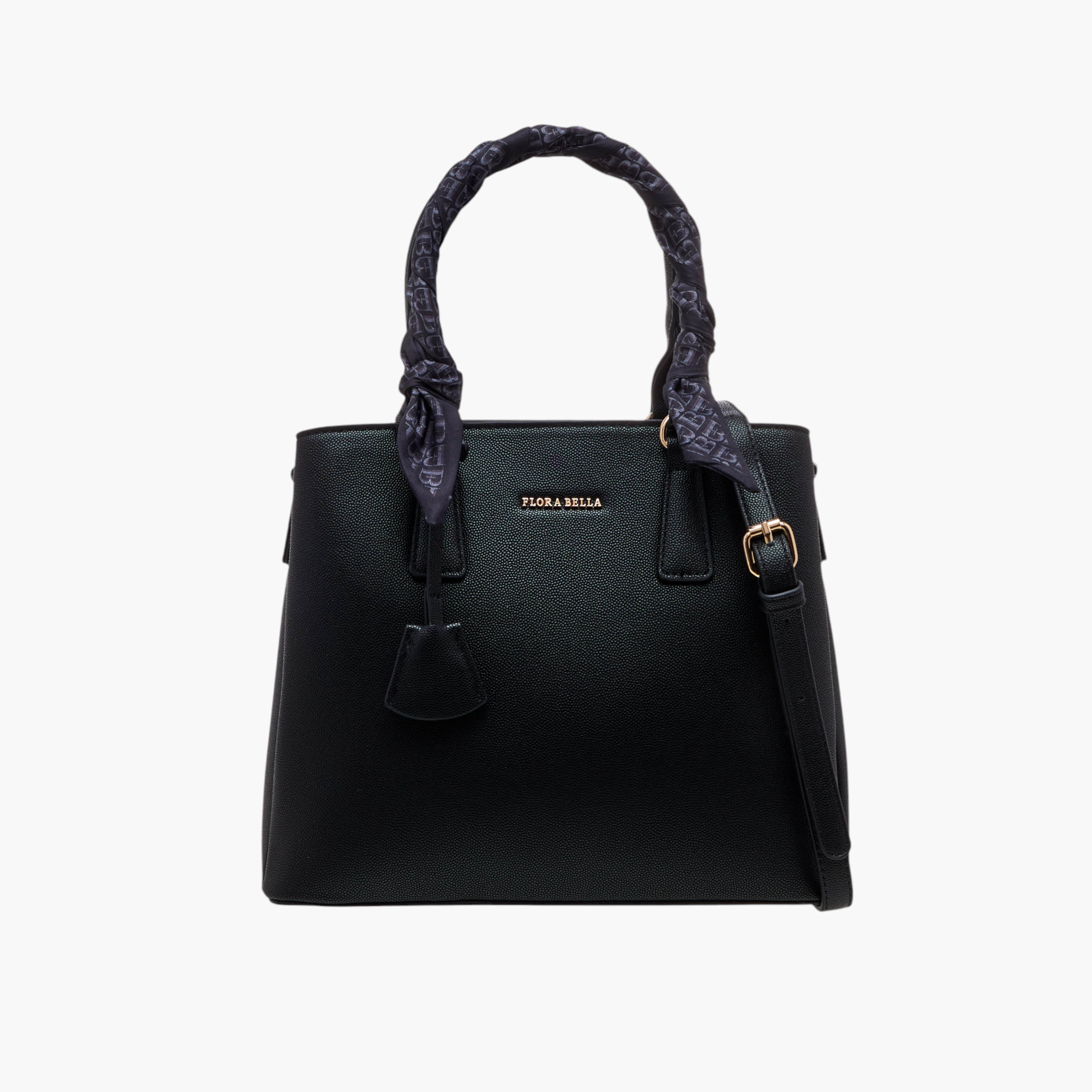 Flora Bella Scarf Accent Tote Bag with Double Handle and Zip Closure-women-bagsandwallets-handbags-image-1