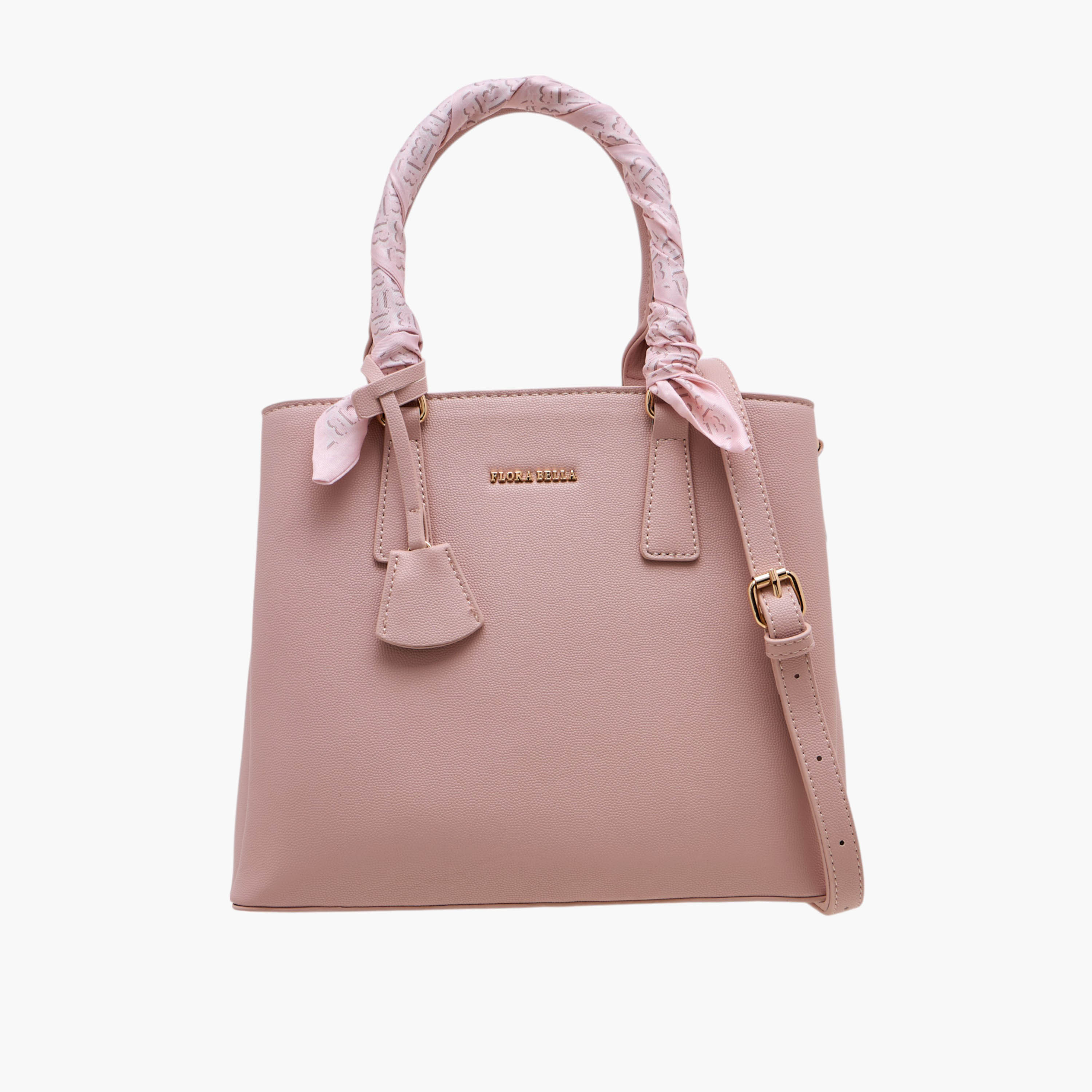 Flora Bella Scarf Accent Tote Bag with Double Handle and Zip Closure-women-bagsandwallets-handbags-image-1