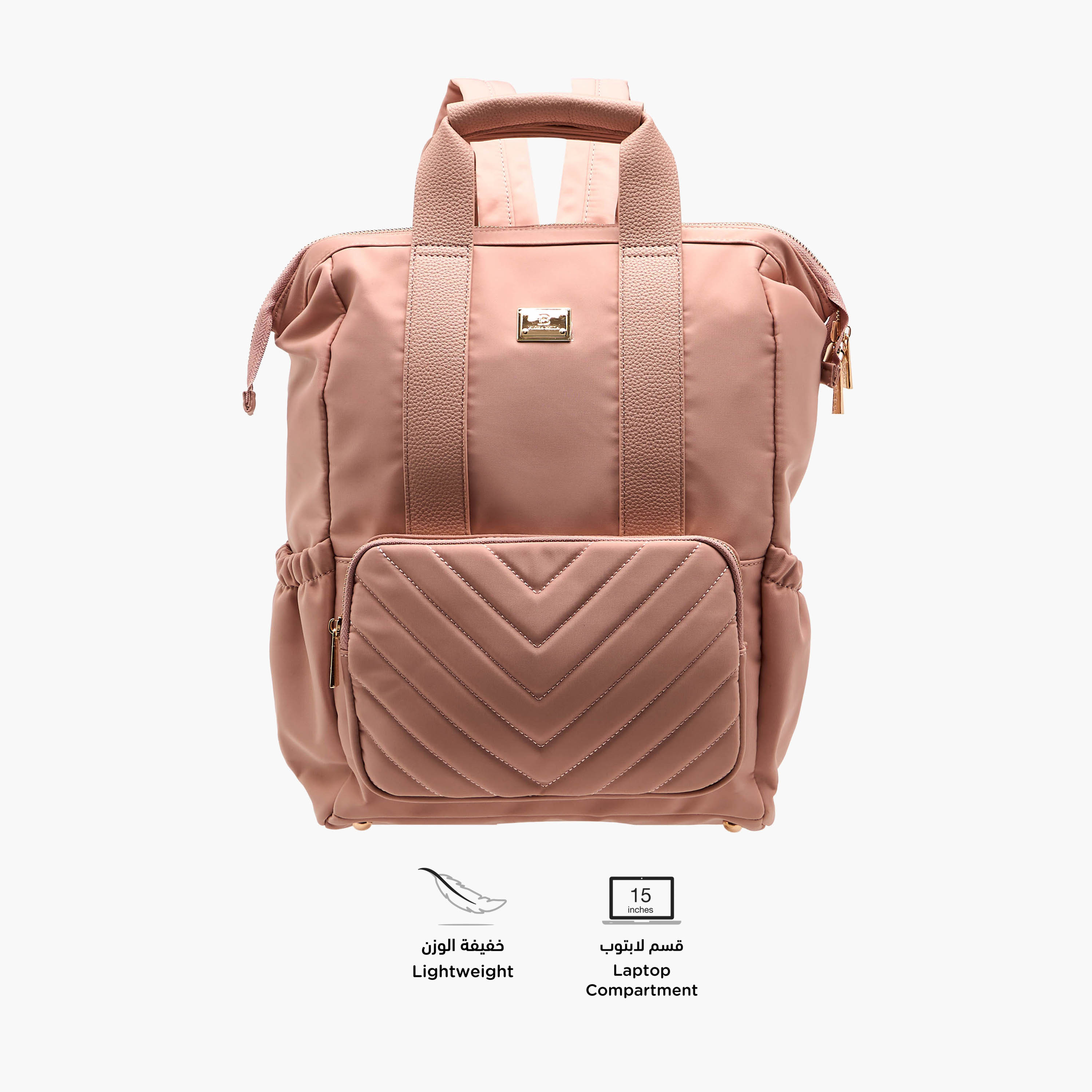 Flora Bella Textured Backpack with Adjustable Straps and Zip Closure - 15x28x39 cm-women-bagsandwallets-backpacks-image-4