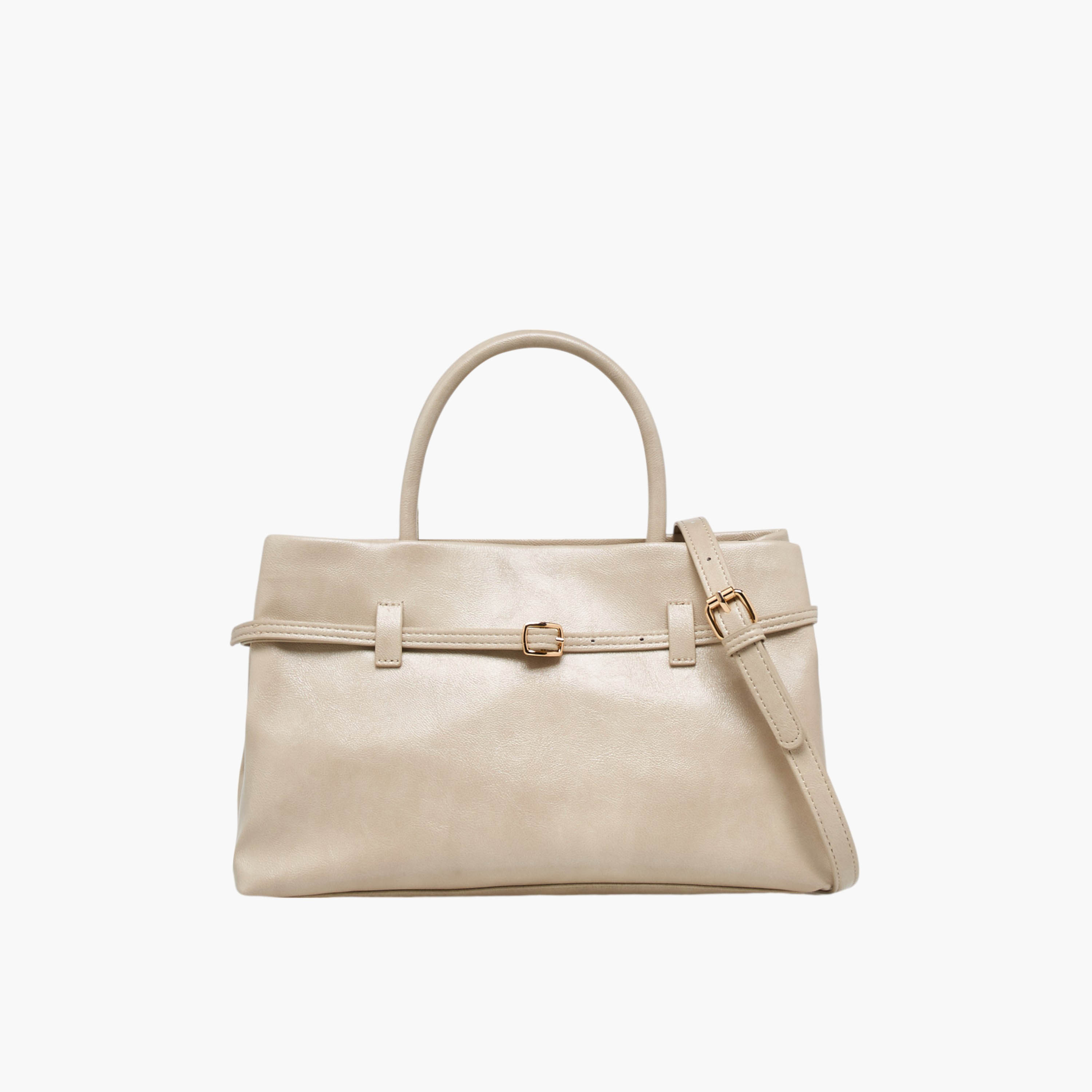 Flora Bella Solid Tote Bag with Buckle Accent and Zip Closure-women-bagsandwallets-handbags-image-1