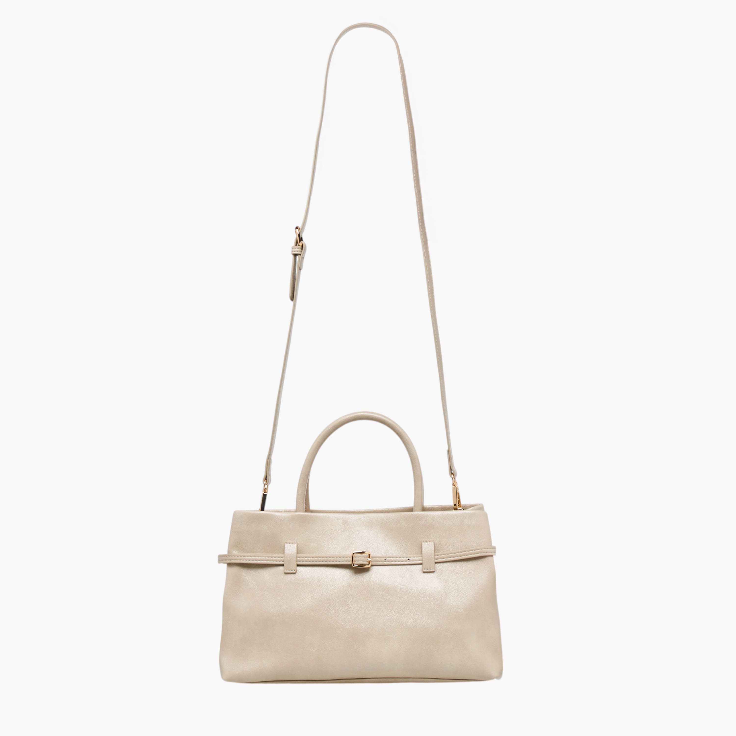 Flora Bella Solid Tote Bag with Buckle Accent and Zip Closure-women-bagsandwallets-handbags-image-3