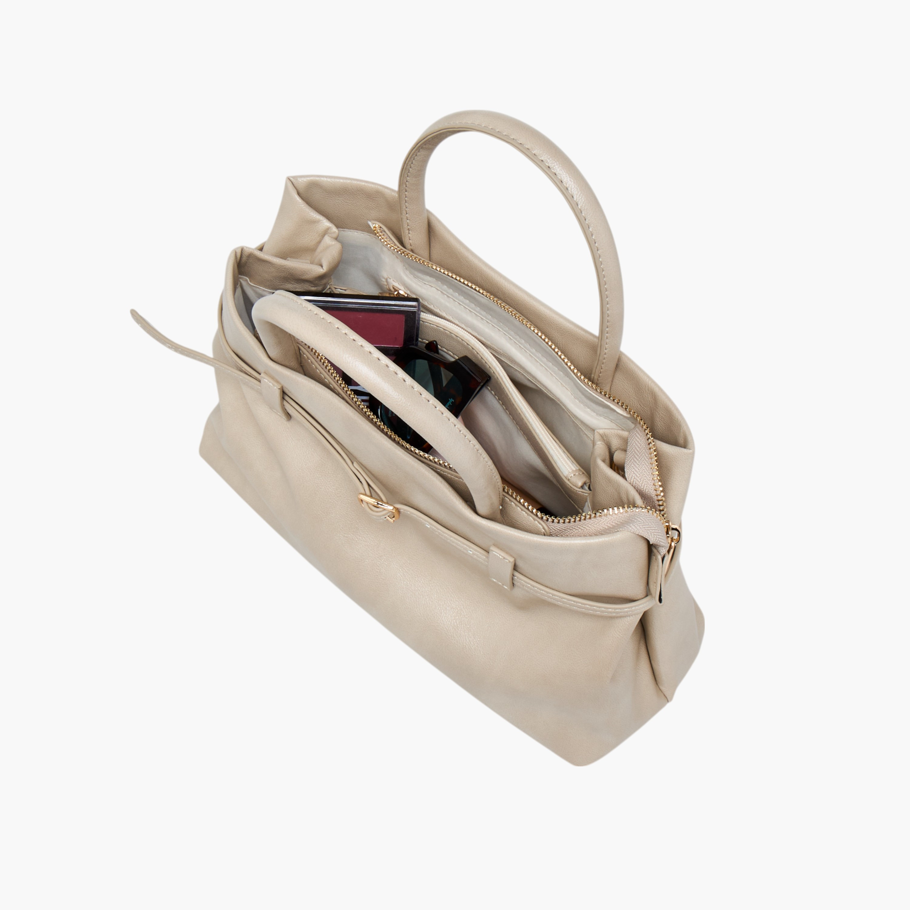 Flora Bella Solid Tote Bag with Buckle Accent and Zip Closure-women-bagsandwallets-handbags-image-9