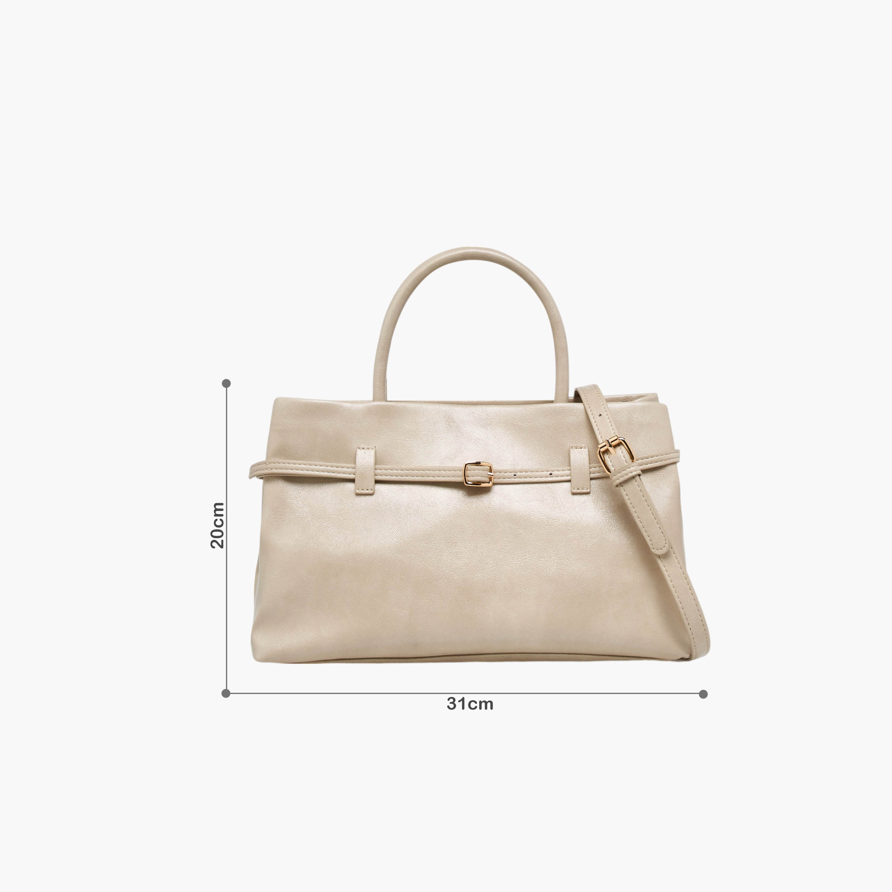Flora Bella Solid Tote Bag with Buckle Accent and Zip Closure-women-bagsandwallets-handbags-image-2