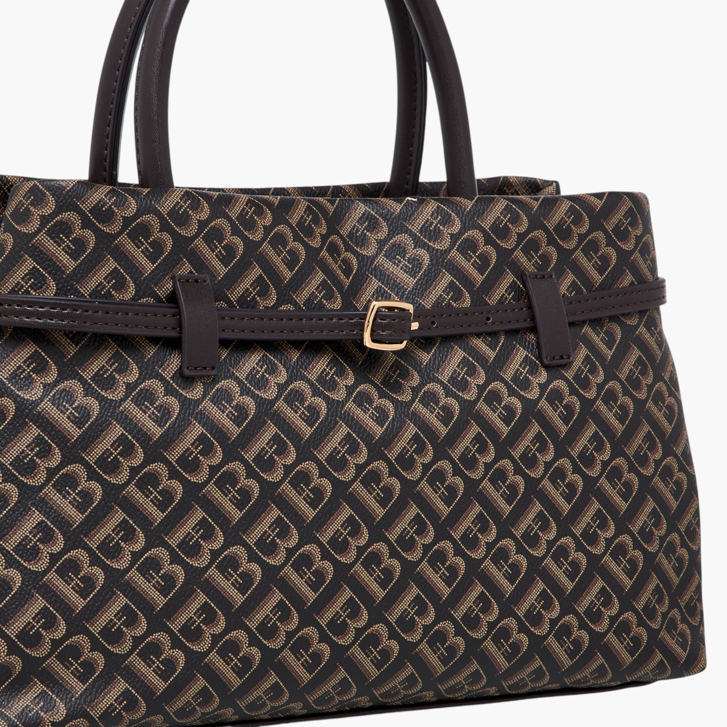 Flora Bella Monogram Print Tote Bag with Detachable Strap and Zip Closure-women-bagsandwallets-handbags-image-5