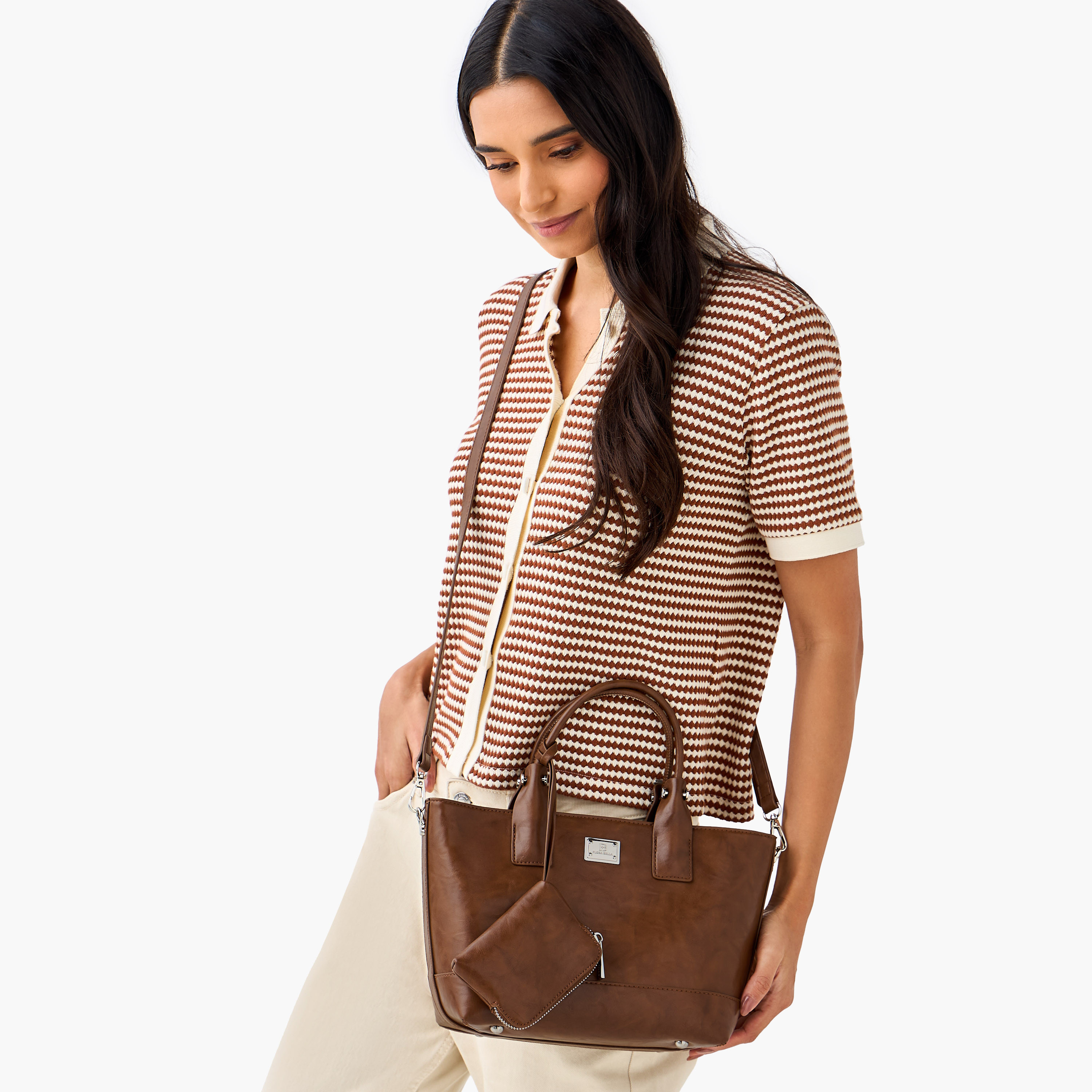 Flora Bella Solid Tote Bag with Detachable Strap and Pouch-women-bagsandwallets-handbags-image-2