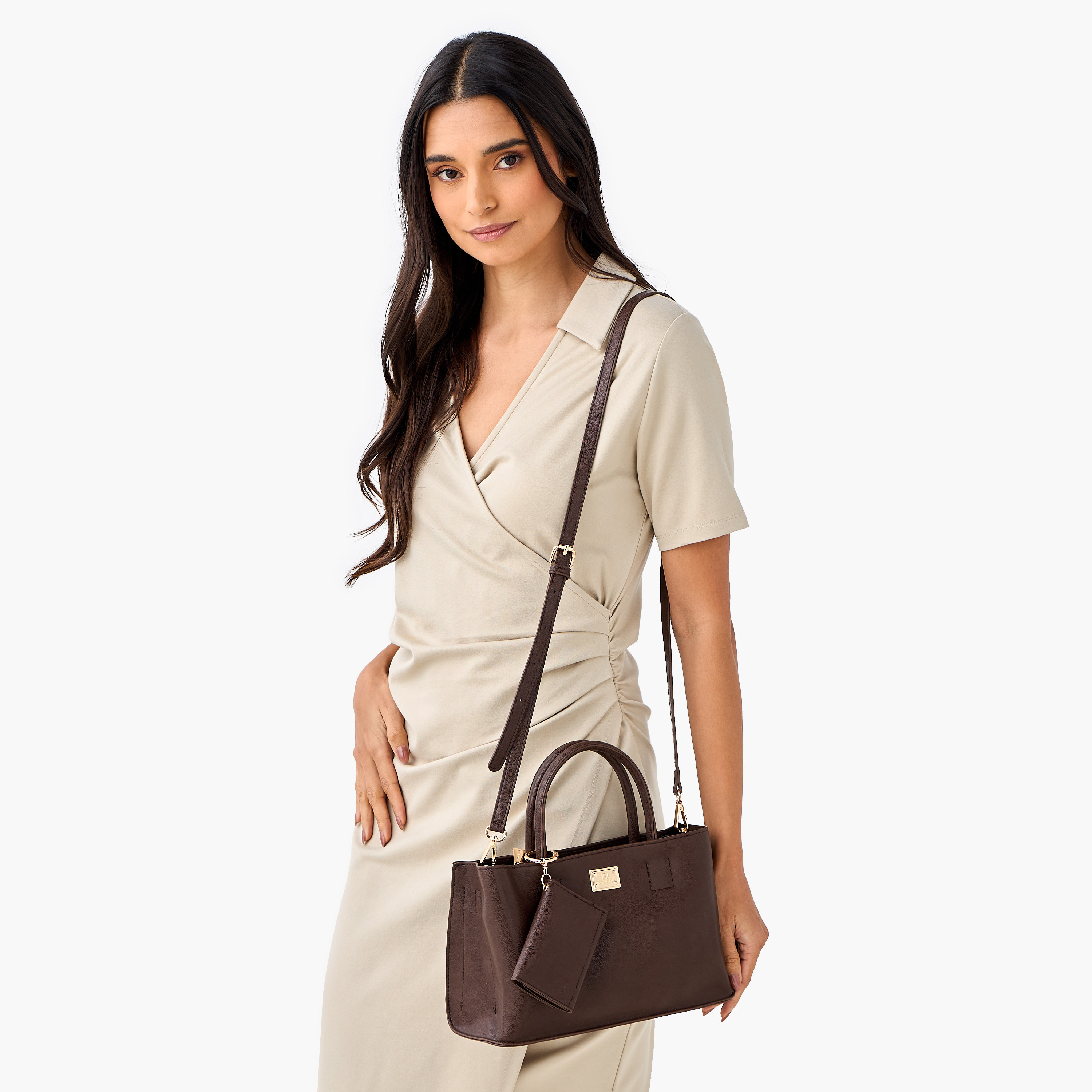 Flora Bella Solid Tote Bag with Adjustable Strap and Detachable Pouch-women-bagsandwallets-handbags-image-2