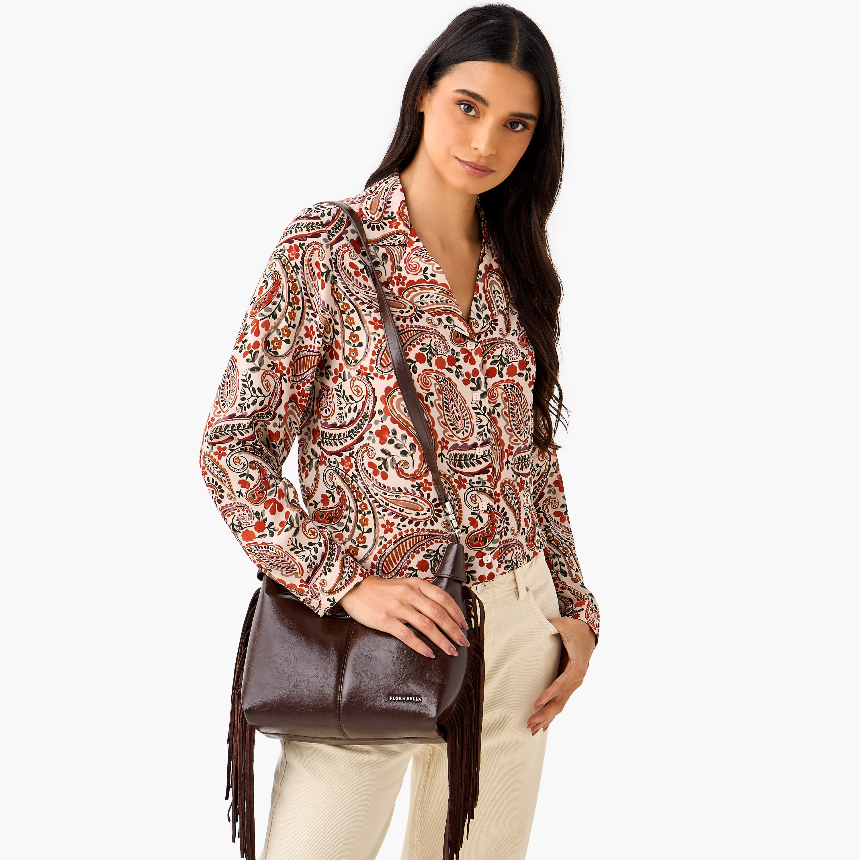 Flora Bella Textured Shoulder Bag with Adjustable Strap and Zip Closure-women-bagsandwallets-handbags-image-2