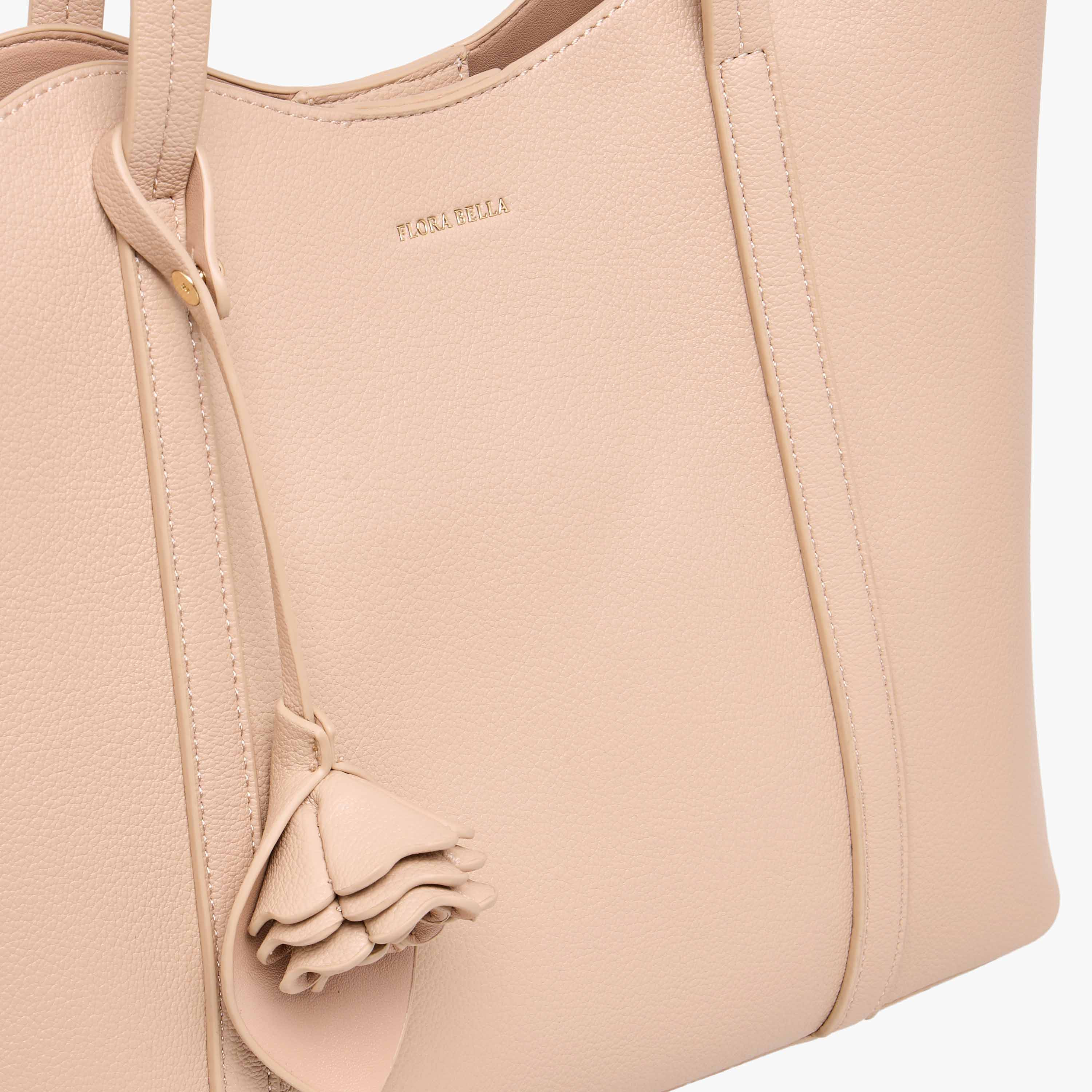 Flora Bella Solid Tote Bag with Double Handles and Floral Charm-women-bagsandwallets-handbags-image-5