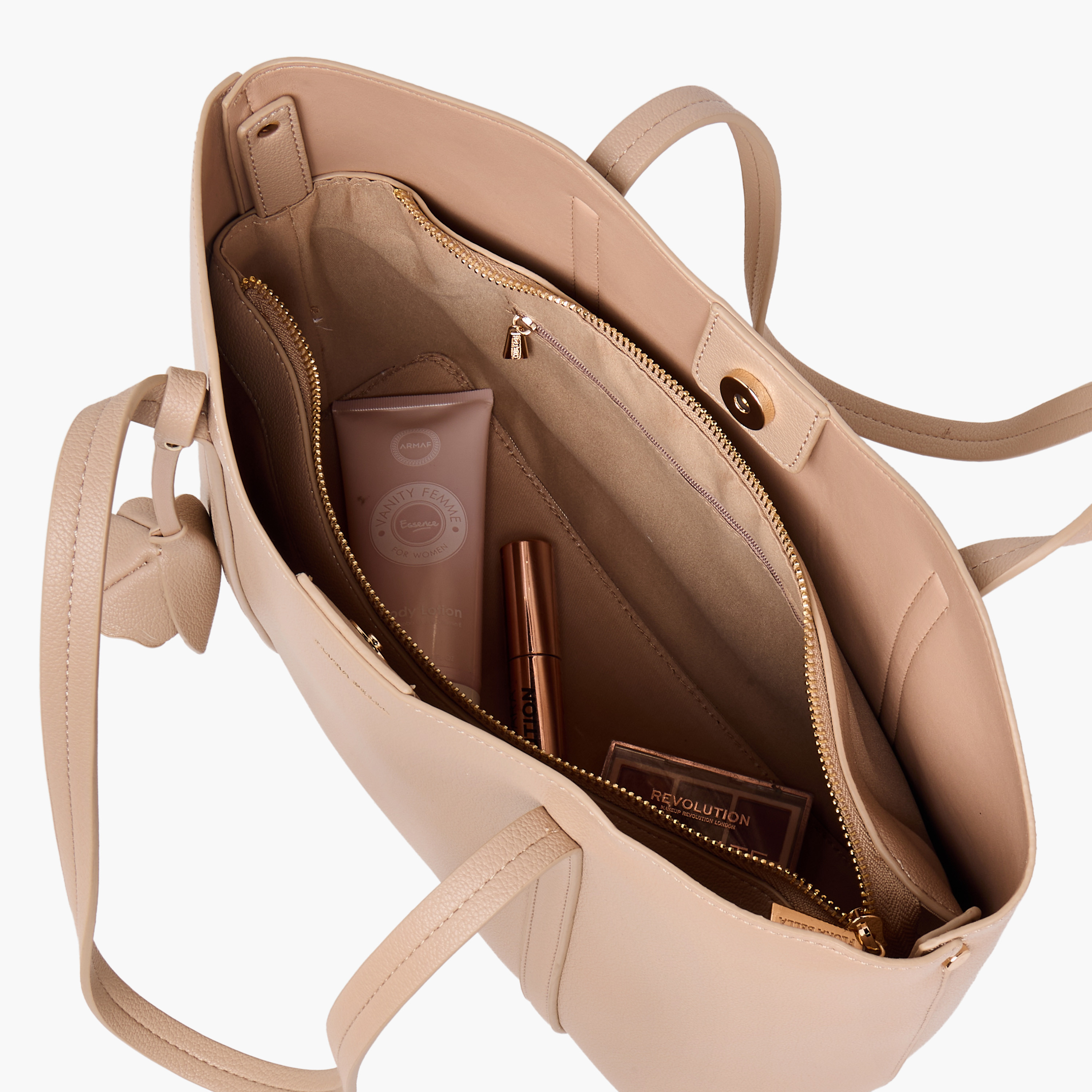 Flora Bella Solid Tote Bag with Double Handles and Floral Charm-women-bagsandwallets-handbags-image-7