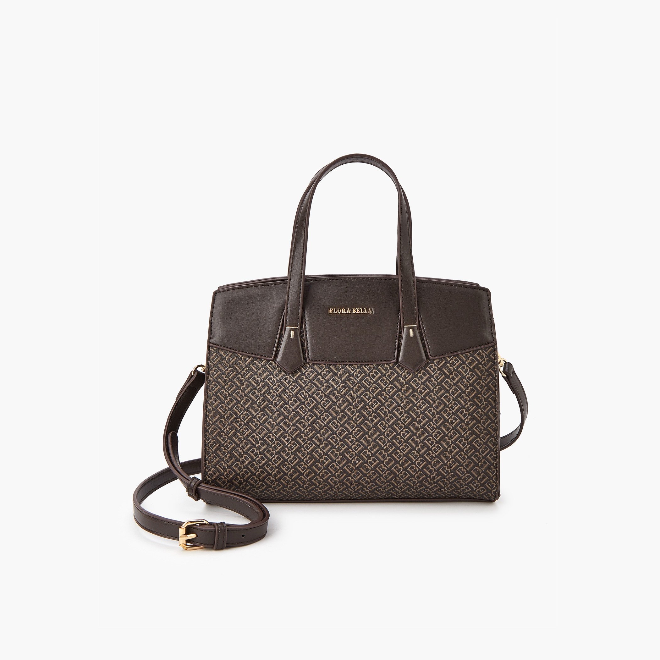 Flora Bella Monogram Print Tote Bag with Double Handle and Zip Closure-women-bagsandwallets-handbags-image-1