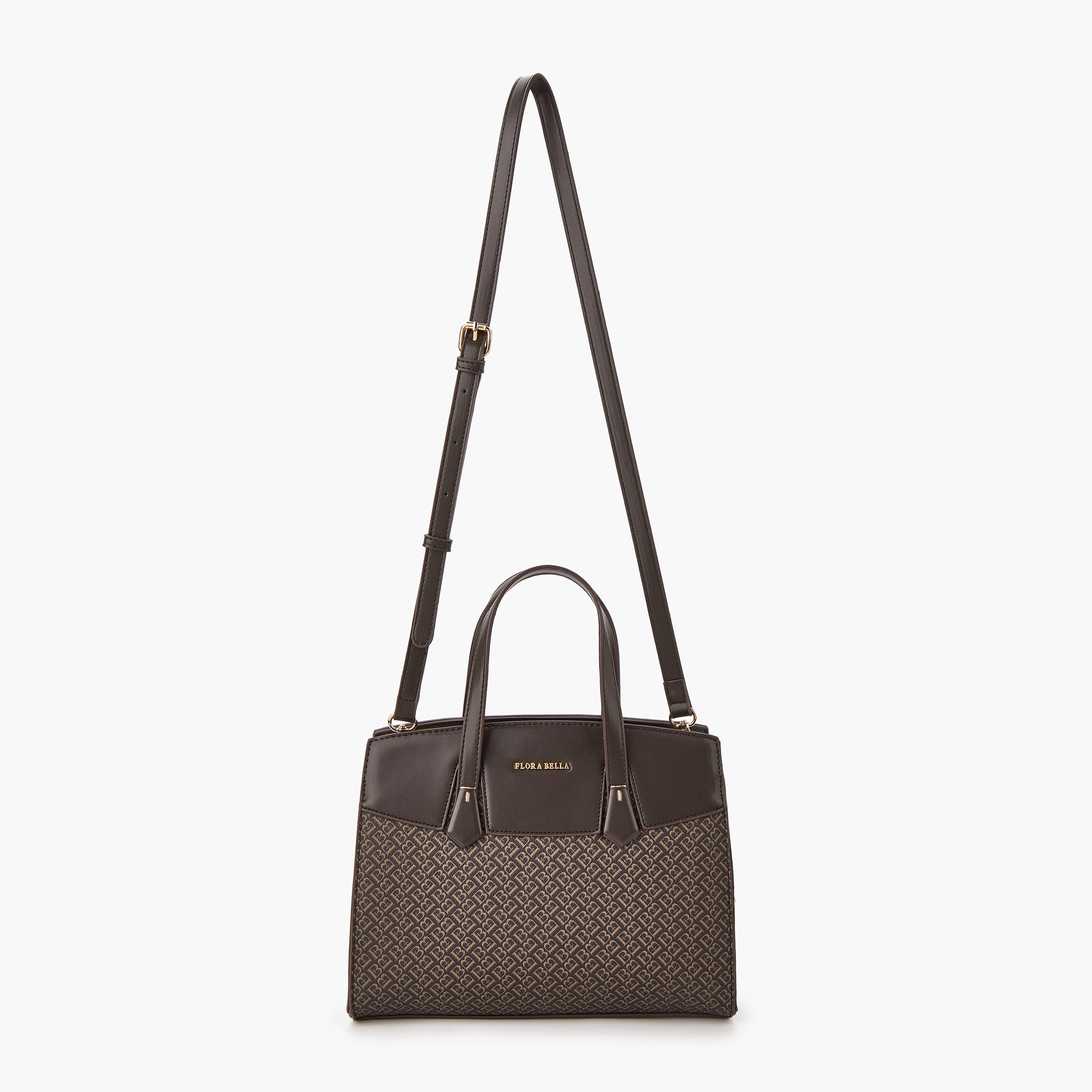 Flora Bella Monogram Print Tote Bag with Double Handle and Zip Closure-women-bagsandwallets-handbags-image-2