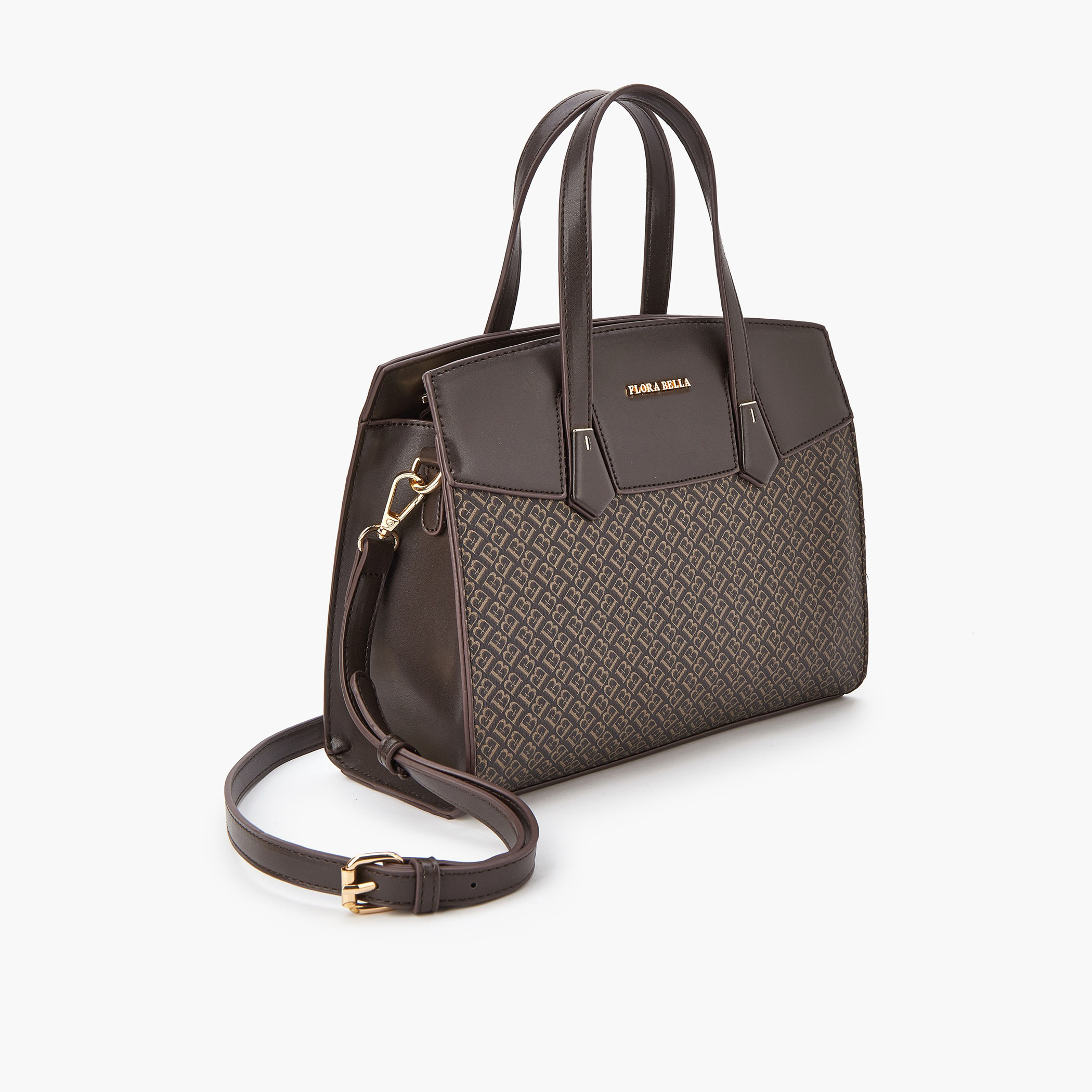 Flora Bella Monogram Print Tote Bag with Double Handle and Zip Closure-women-bagsandwallets-handbags-image-3