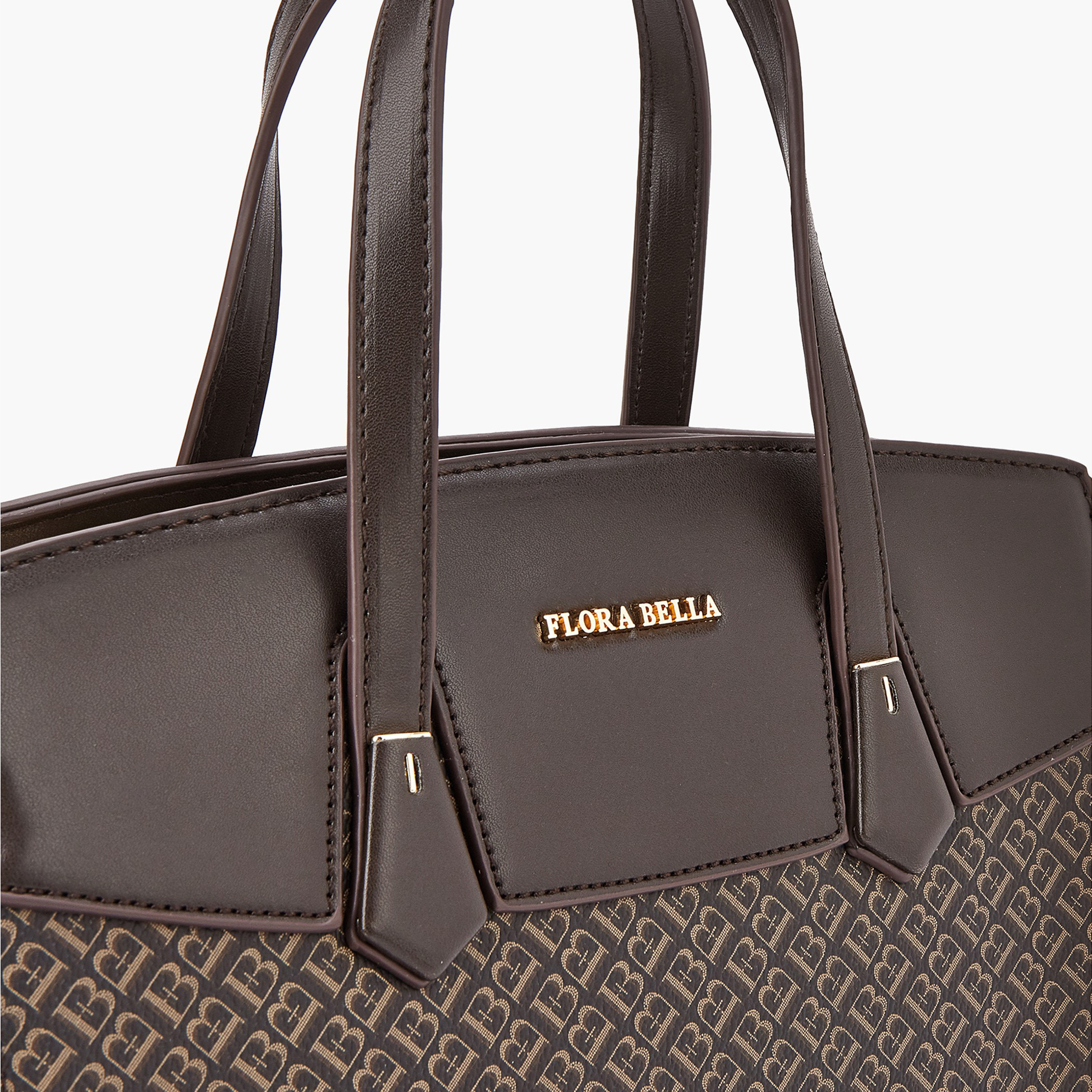 Flora Bella Monogram Print Tote Bag with Double Handle and Zip Closure-women-bagsandwallets-handbags-image-4