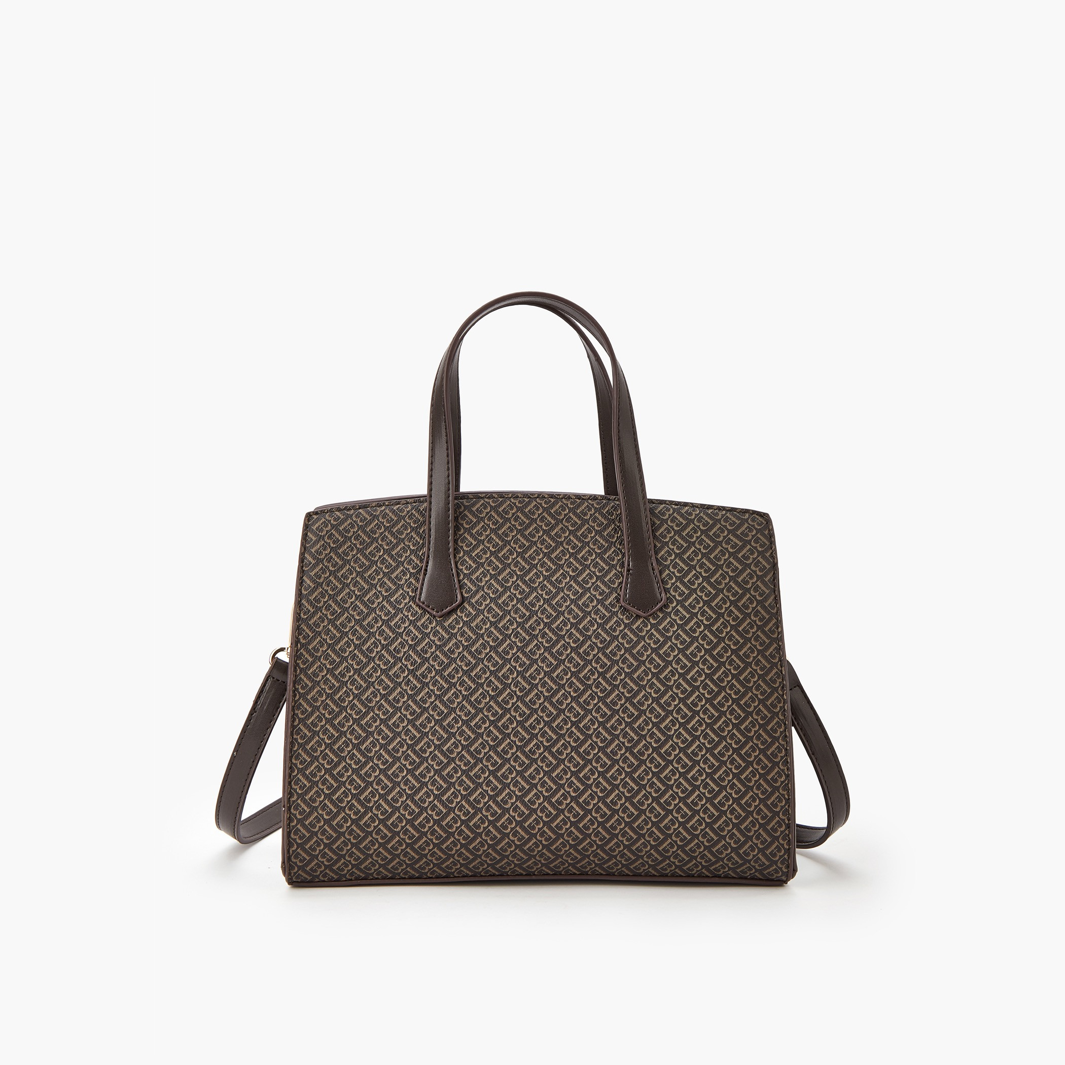 Flora Bella Monogram Print Tote Bag with Double Handle and Zip Closure-women-bagsandwallets-handbags-image-5