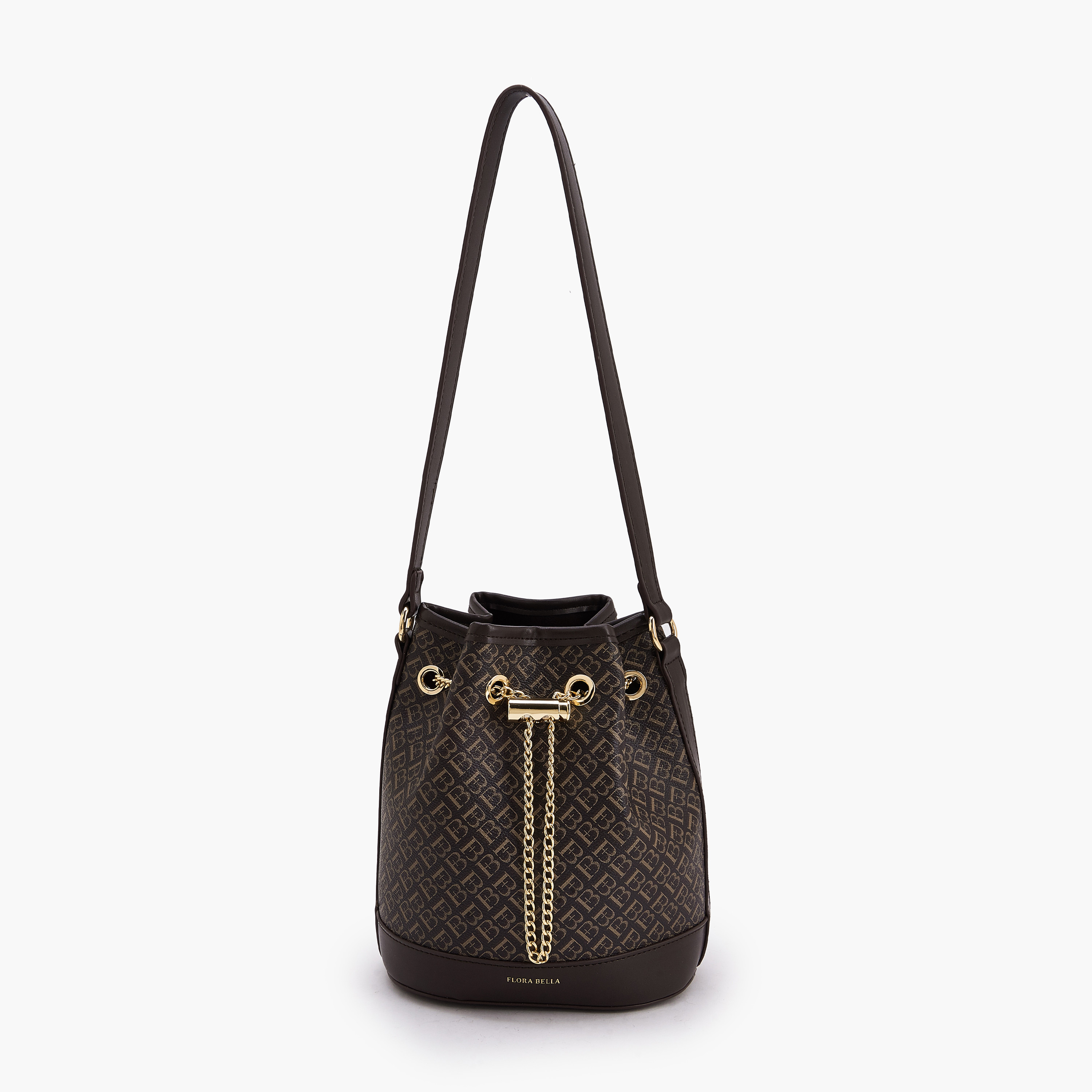 شنطة دلو بطبعات مونوجرام مع شنطة صغيرة من فلورا بيلا-women-bagsandwallets-handbags-image-1
