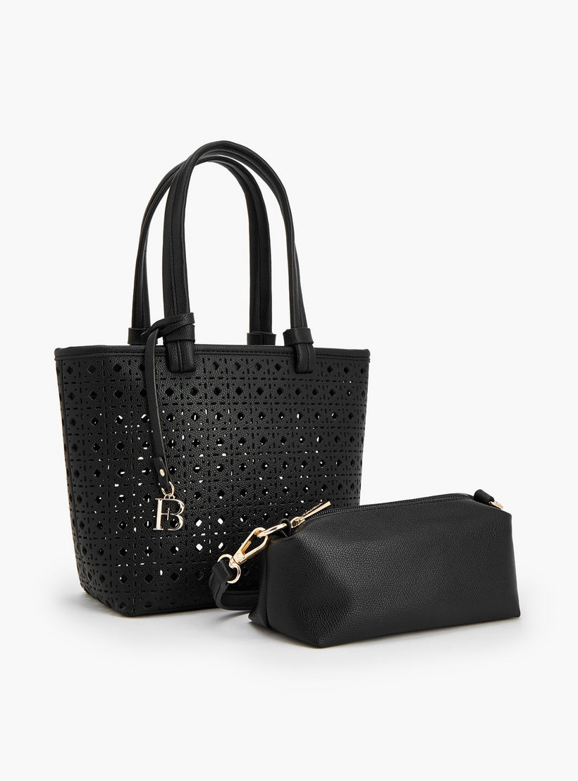 شنطة توتي بتصاميم مفرغة بالليزر مع شنطة كروس بودي من فلورا بيلا-women-bagsandwallets-handbags-image-10