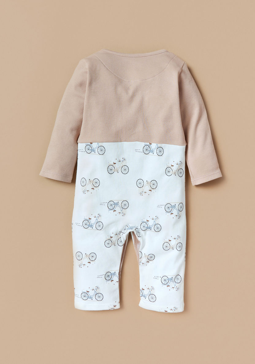 Juniors Bicycle Print Sleepsuit with Overlay and Button Closure-Sleepsuits-image-3