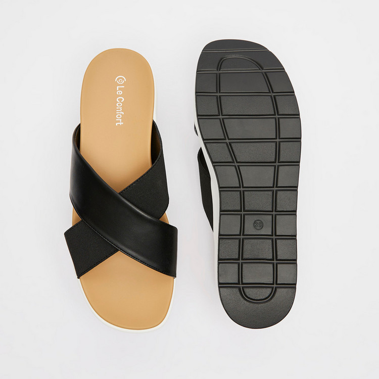 Le Confort Cross Strap Slip-On Flatform Heels Sandals