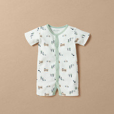 Juniors All-Over Print Romper with Button Closure