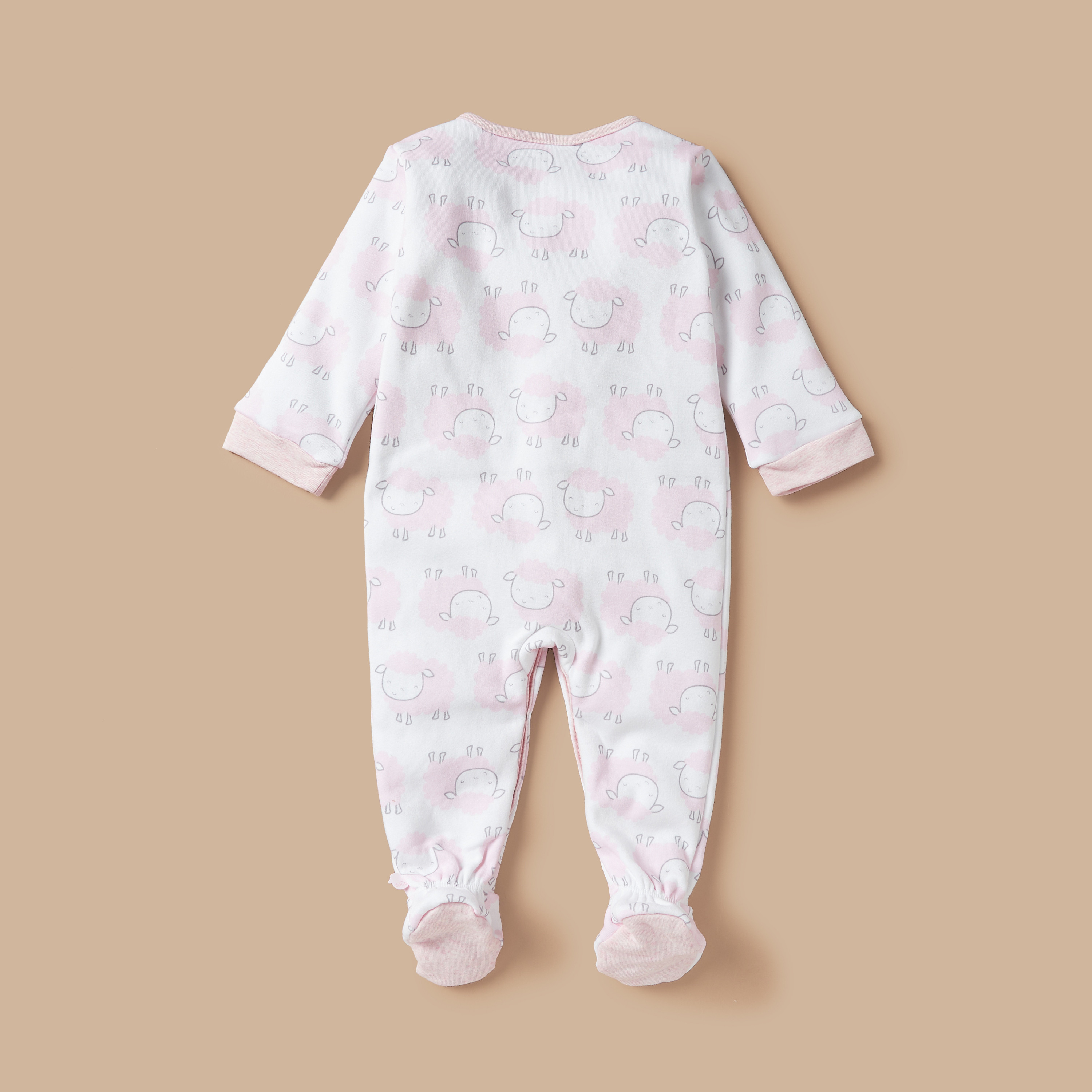 Juniors All-Over Sheep Print Closed Feet Sleepsuit-baby-girls-clothing-nightwear-sleepsuits-image-4