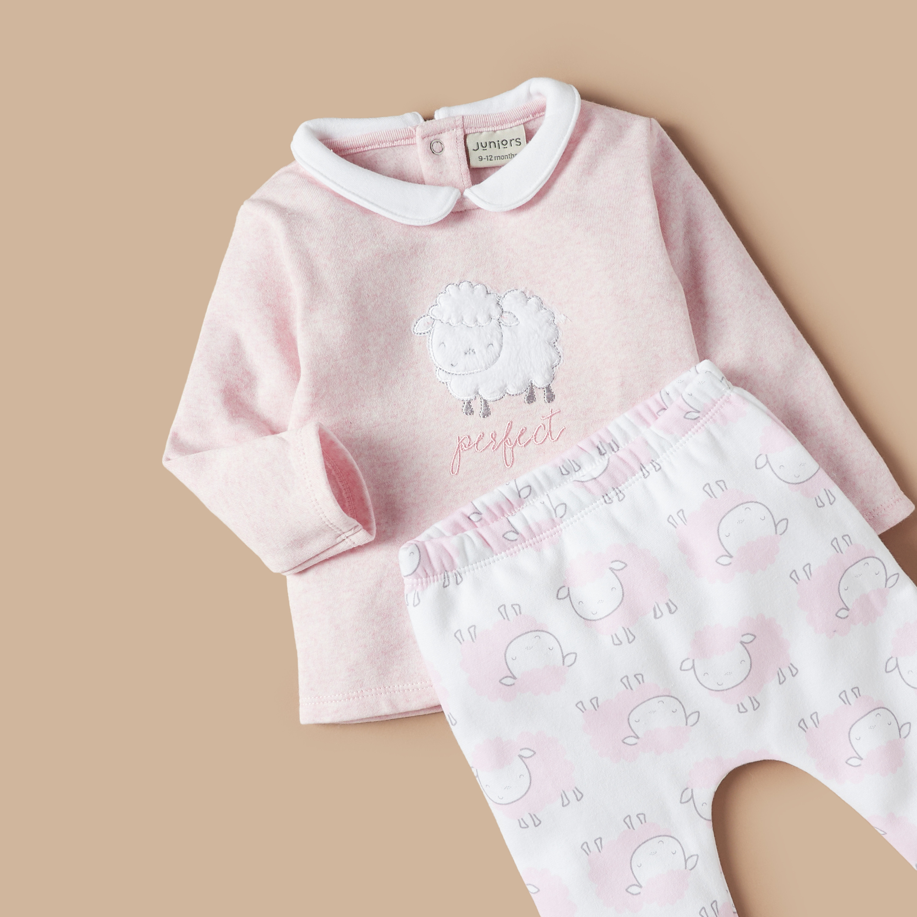 Juniors Sheep Applique Top and Pyjama Set-baby-girls-clothing-nightwear-pyjamasets-image-4