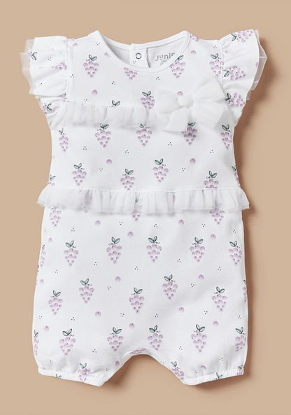 Juniors Grapes Print Romper with Frill and Bow Detail-Rompers%2C Dungarees and Jumpsuits-image-0