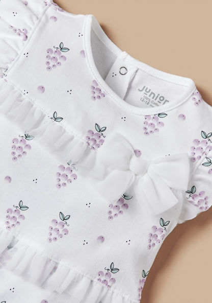 Juniors Grapes Print Romper with Frill and Bow Detail-Rompers%2C Dungarees and Jumpsuits-image-1