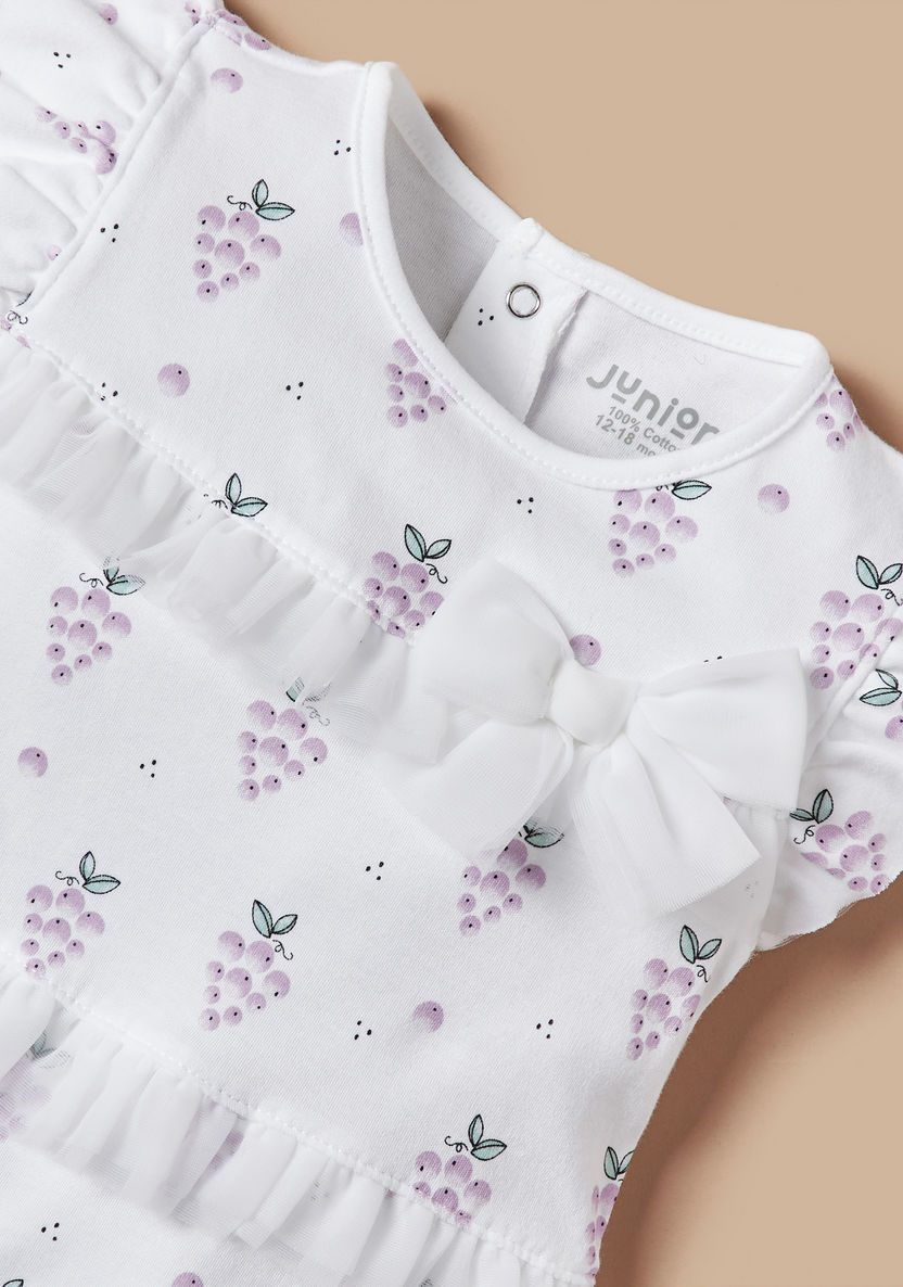 Juniors Grapes Print Romper with Frill and Bow Detail-Rompers, Dungarees & Jumpsuits-image-1