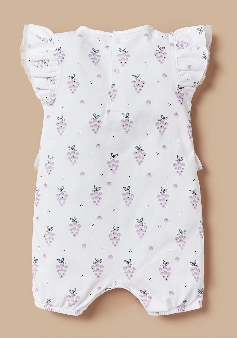 Juniors Grapes Print Romper with Frill and Bow Detail-Rompers, Dungarees & Jumpsuits-image-3