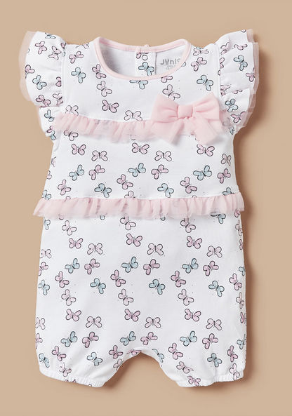 Juniors Butterfly Print Romper with Frill and Bow Detail-Rompers%2C Dungarees and Jumpsuits-image-0