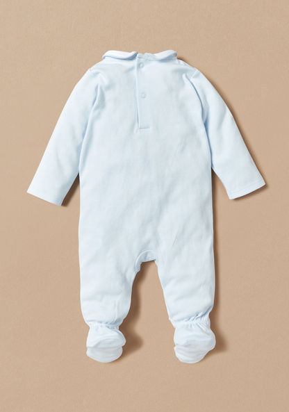 Juniors Teddy Bear Embroidered Sleepsuit with Long Sleeves and Collar-Sleepsuits-image-3