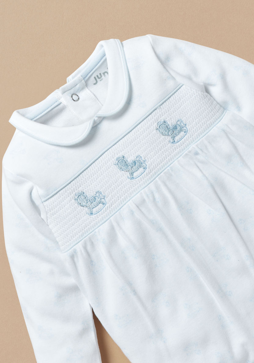 Juniors Horse Embroidered Sleepsuit with Smock Detail and Long Sleeves-Sleepsuits-image-1