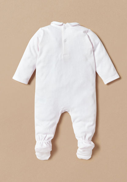 Juniors Teddy Bear Embroidered Sleepsuit with Lace Detail and Long Sleeves-Sleepsuits-image-1