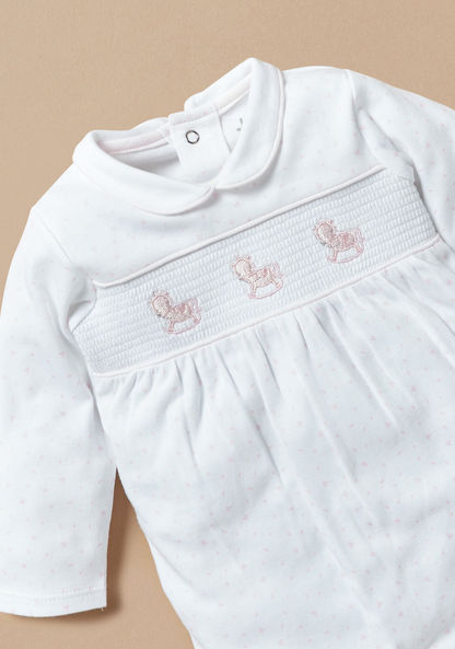 Juniors Horse Embroidered Sleepsuit with Smock Detail  and Long Sleeves-Sleepsuits-image-1