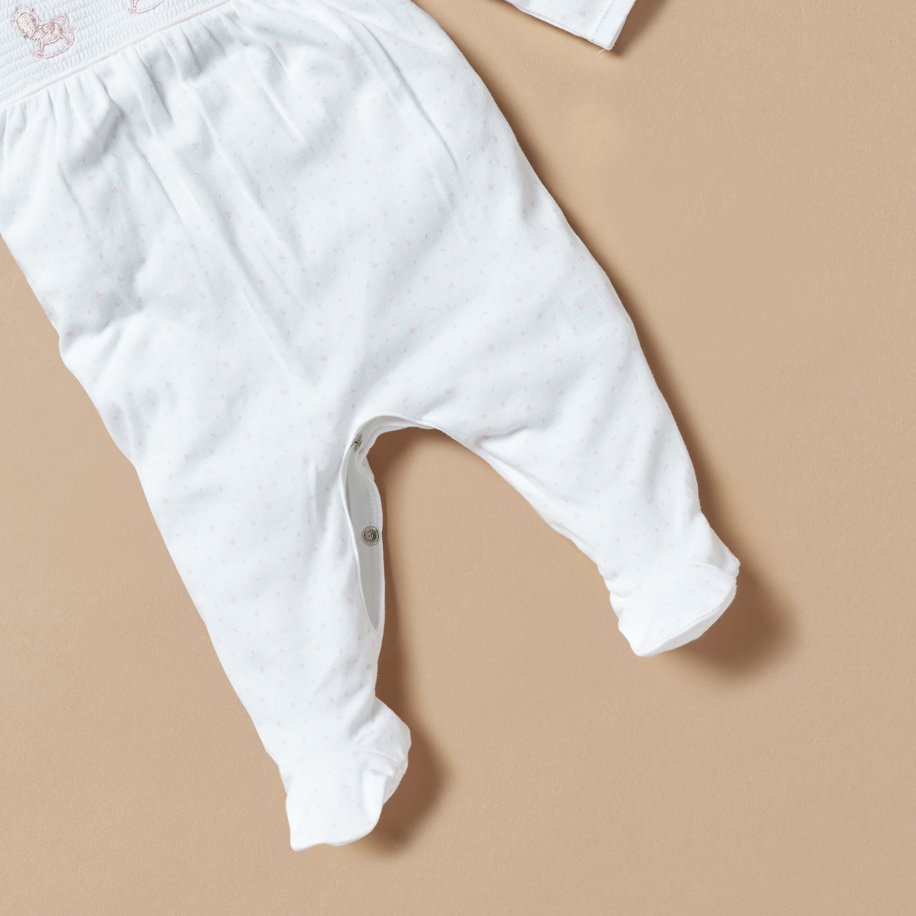 Juniors Horse Embroidered Sleepsuit with Smock Detail  and Long Sleeves-baby-girls-clothing-nightwear-sleepsuits-image-3