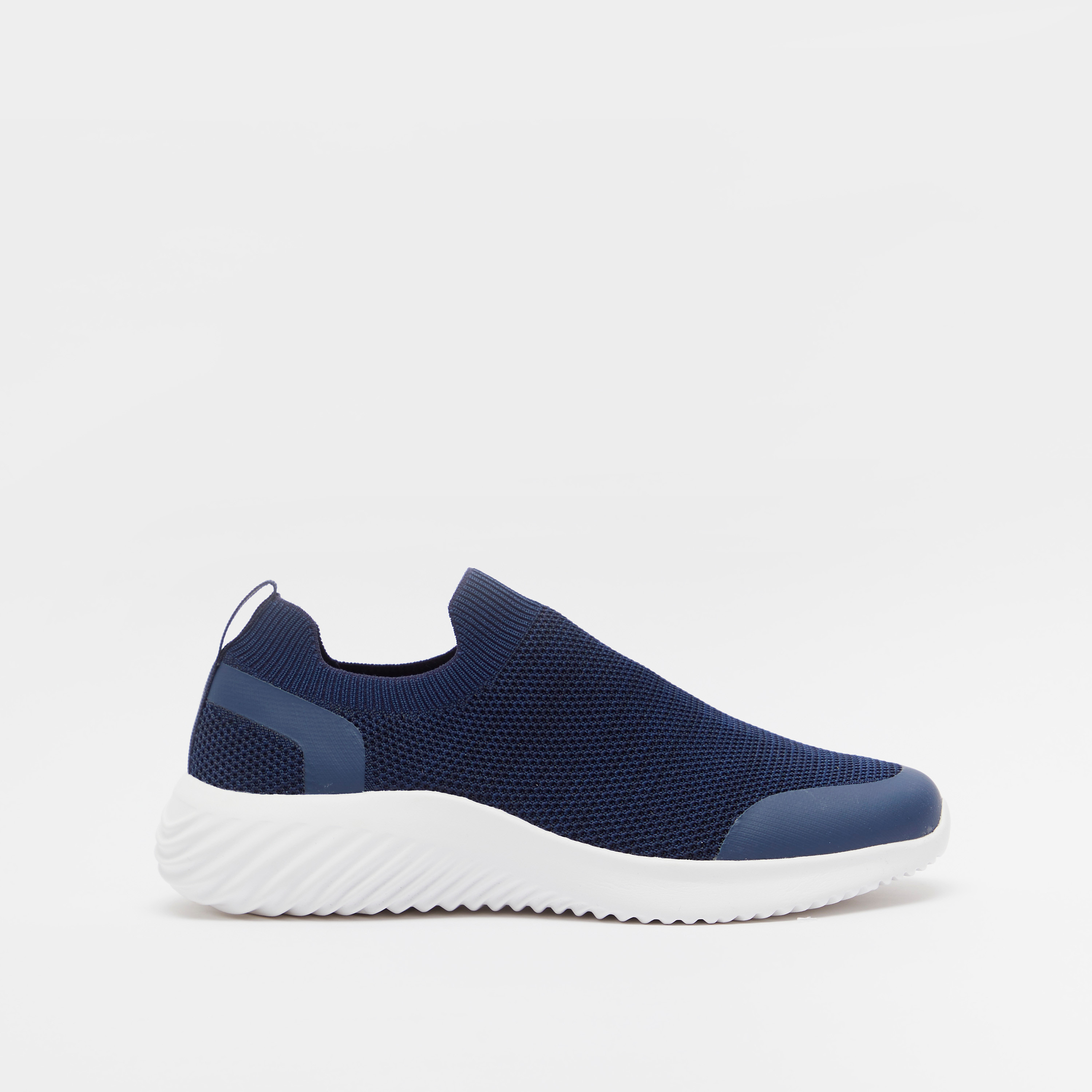 Textured Slip-On Walking Shoes with Pull Tabs-sports-men-shoes-image-1