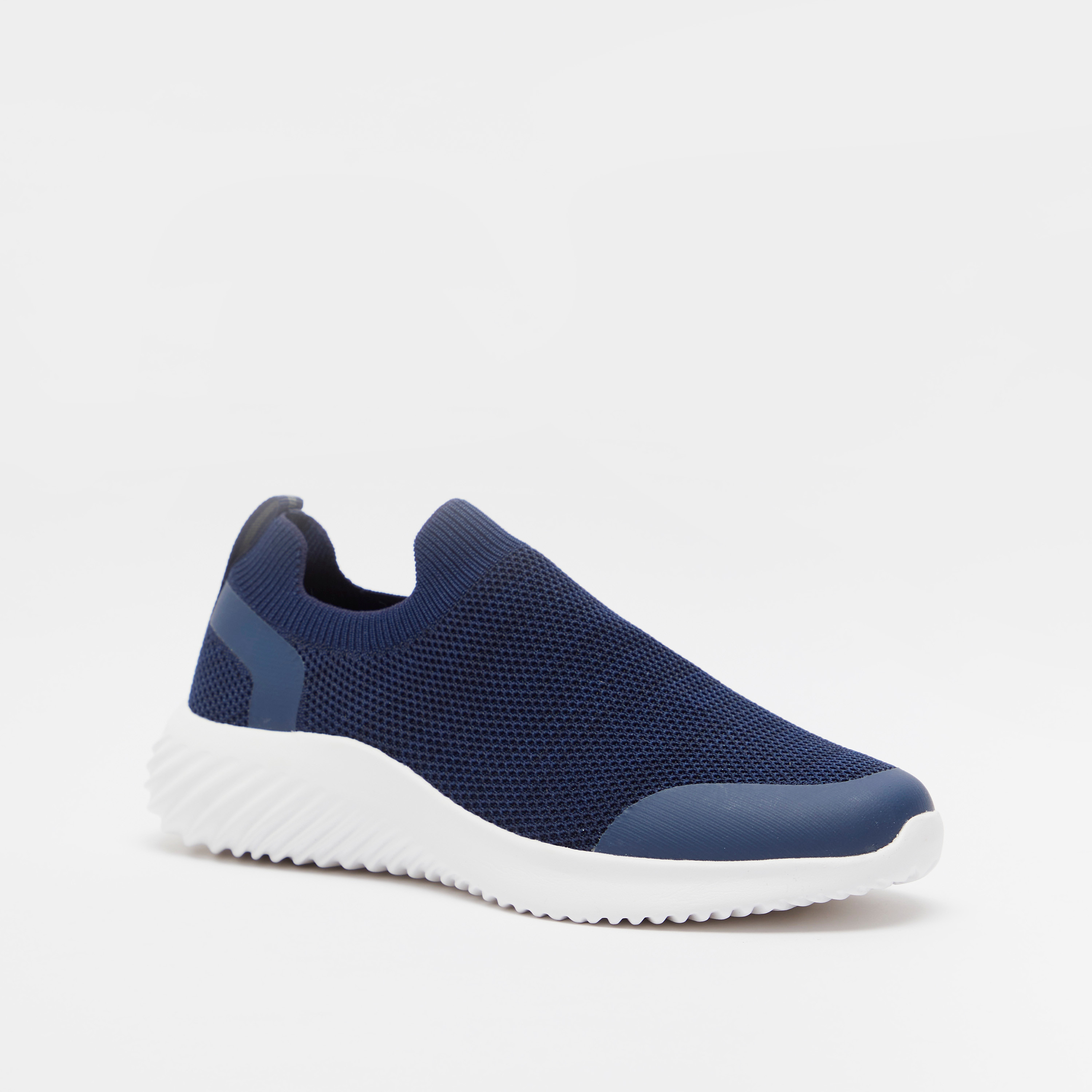 Textured Slip-On Walking Shoes with Pull Tabs-sports-men-shoes-image-2