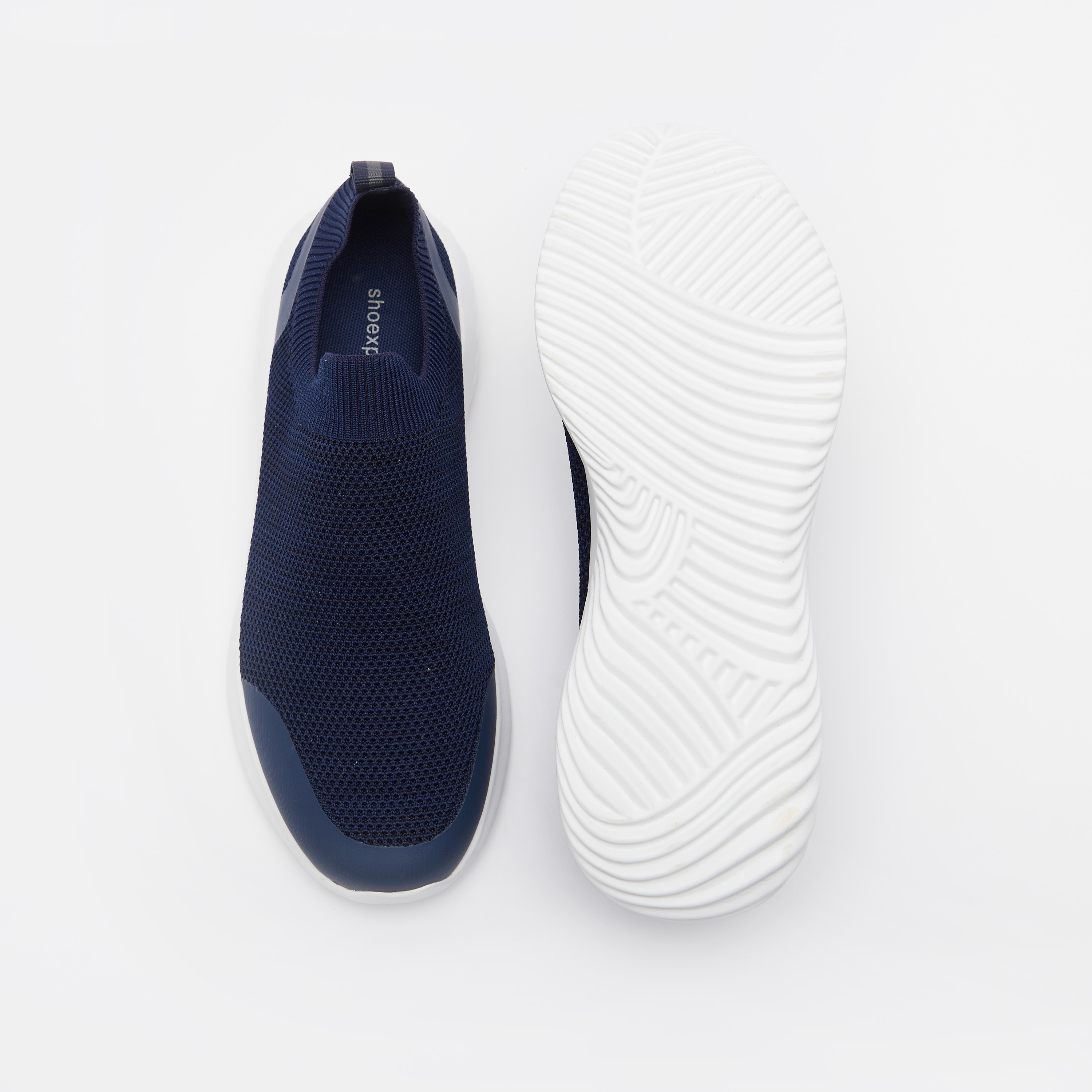 Textured Slip-On Walking Shoes with Pull Tabs-sports-men-shoes-image-5
