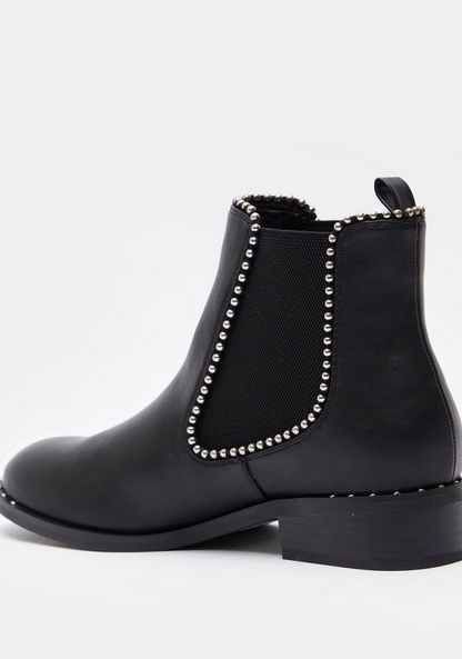 Missy Slip-On Ankle Boots with Stud Embellishment and Block Heels-Women%27s Boots-image-2