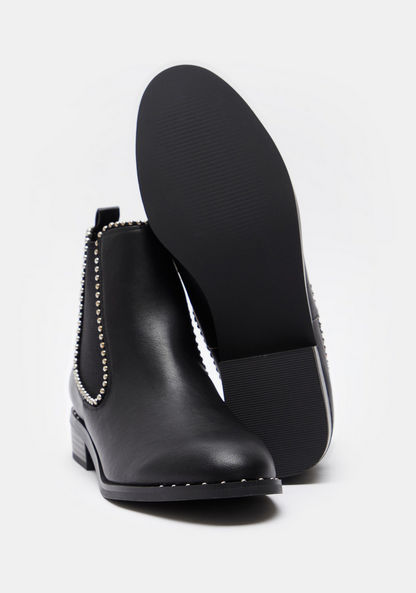 Missy Slip-On Ankle Boots with Stud Embellishment and Block Heels-Women%27s Boots-image-4