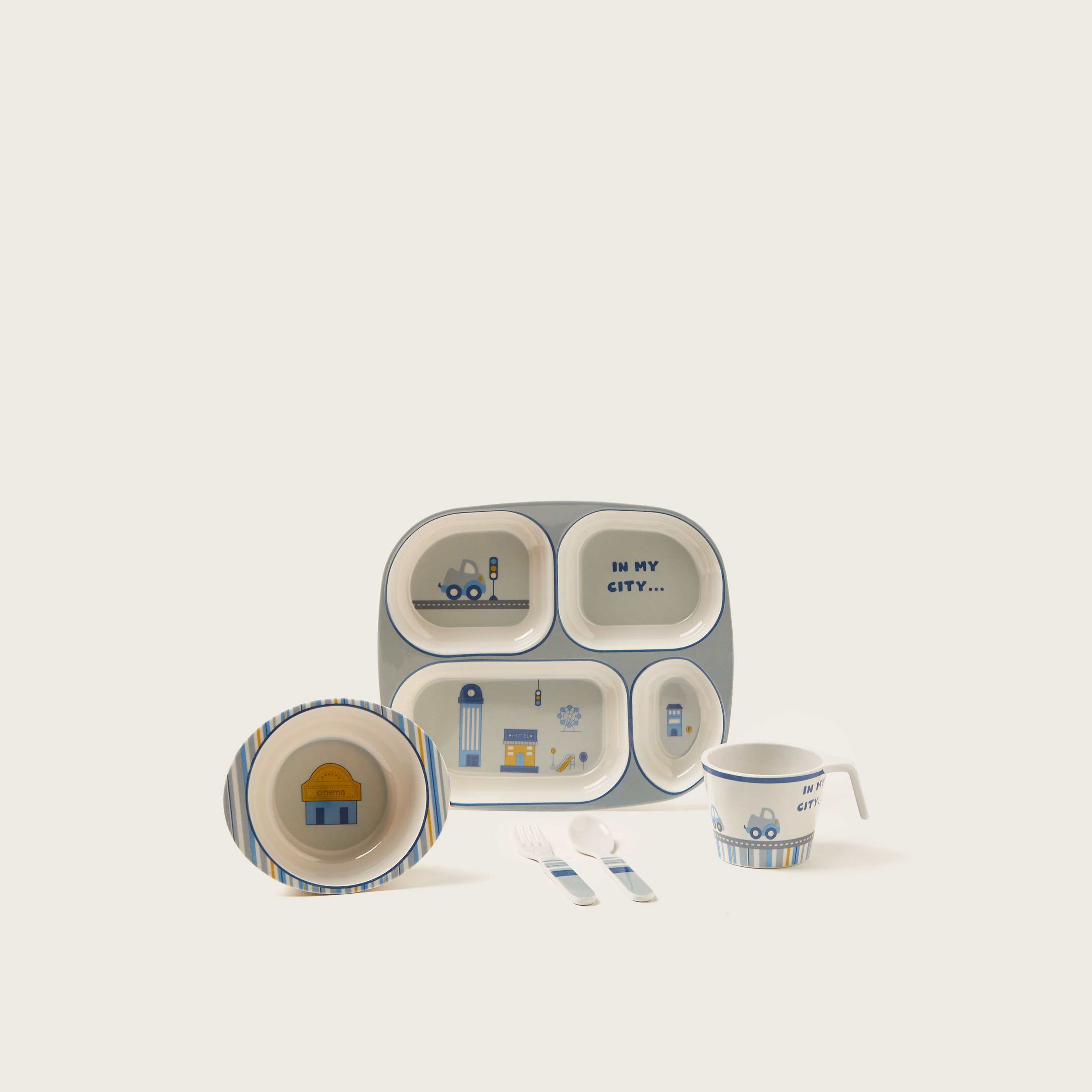 Juniors City Print 5-Piece Dinner Set-baby-feeding-mealtimeessentials-image-1