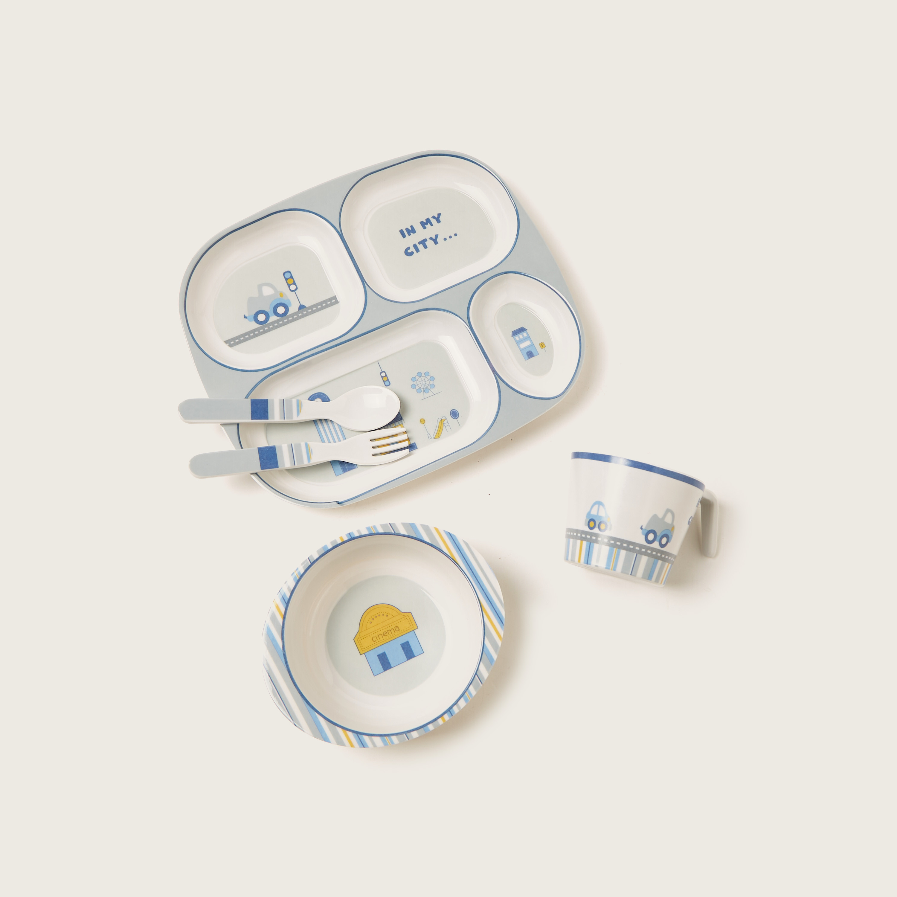Juniors City Print 5-Piece Dinner Set-baby-feeding-mealtimeessentials-image-2